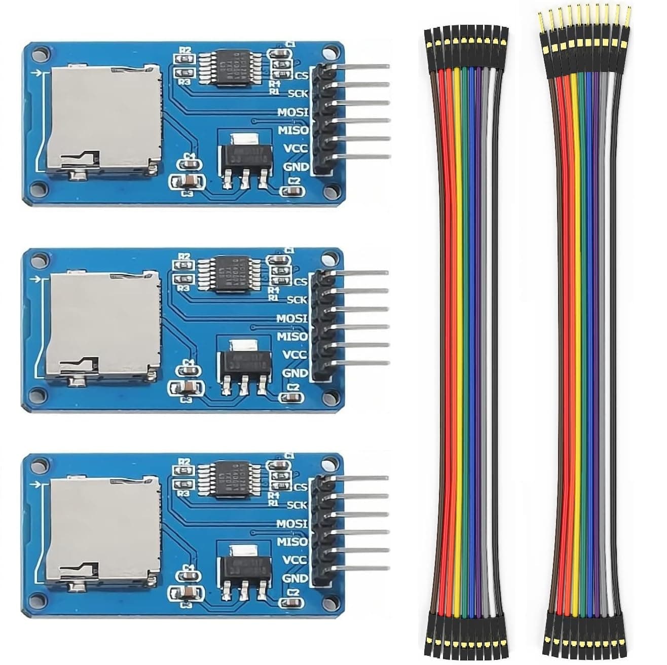 WWZMDiB 3 Pcs Micro SD TF Card Adapter Reader Module with Logic Level Chip 3.3V 5V 6 Pin SPI Interface Compatible with for Arduino Raspberry Pi ESP32