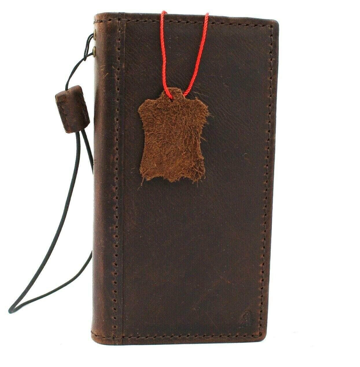 JAFO Genuine Real Leather Case for iPhone 11 pro max Book Wallet Handmade Thin Cover Luxury Oiled Cards Slots Slim Retro Soft Holder DavisCase Brown