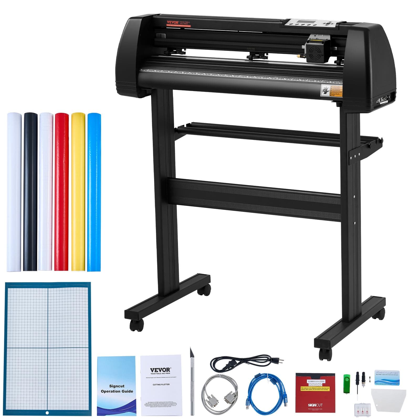 28-inch Cutting Machine for Vinyl, Features LCD Screen, Dual Adjustable Spring Rollers for Sign Crafting, Includes Signmaster for Creative Design & Cutting