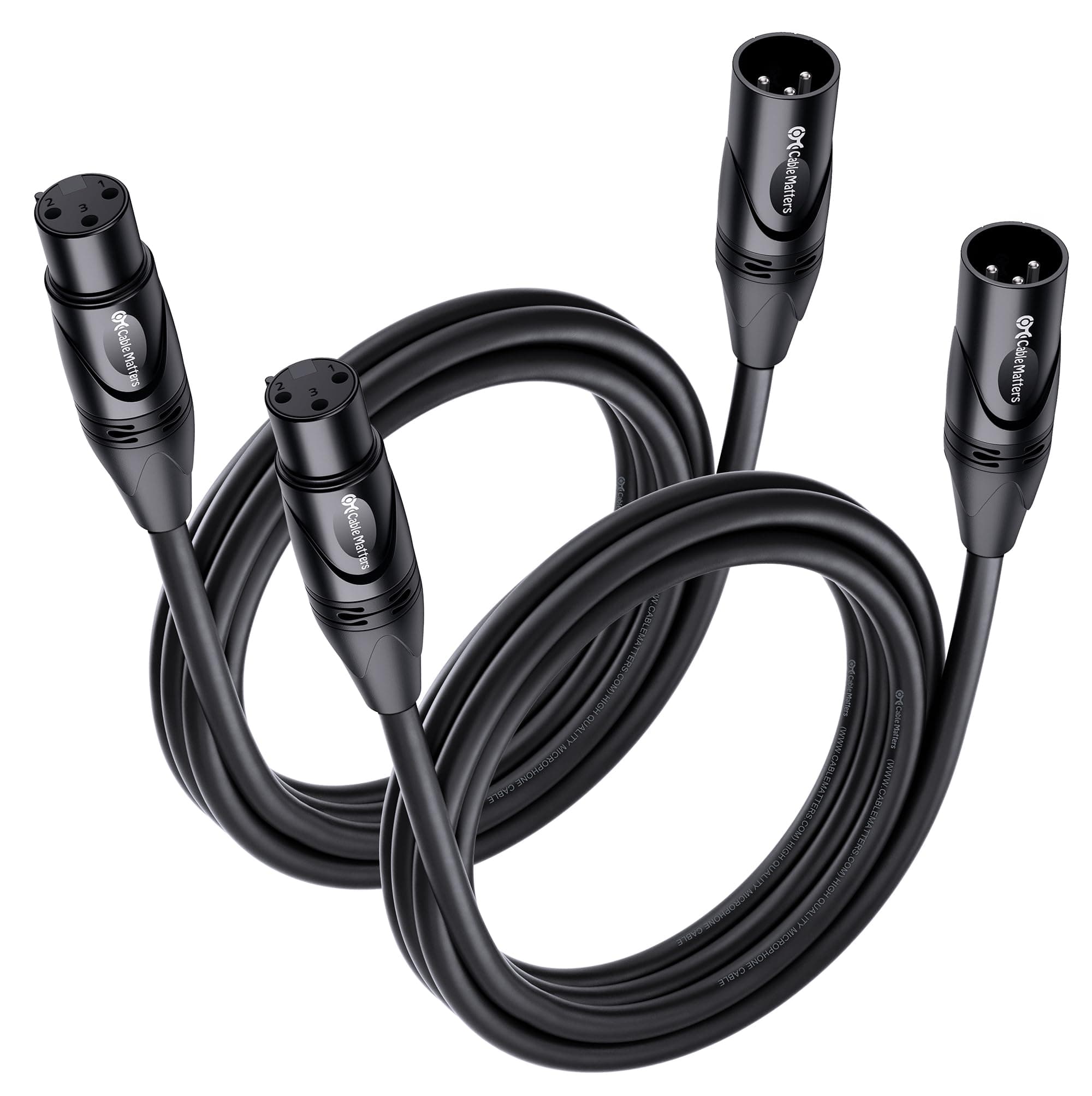Cable Matters 2-Pack Premium XLR to XLR Microphone Cable 6 Feet