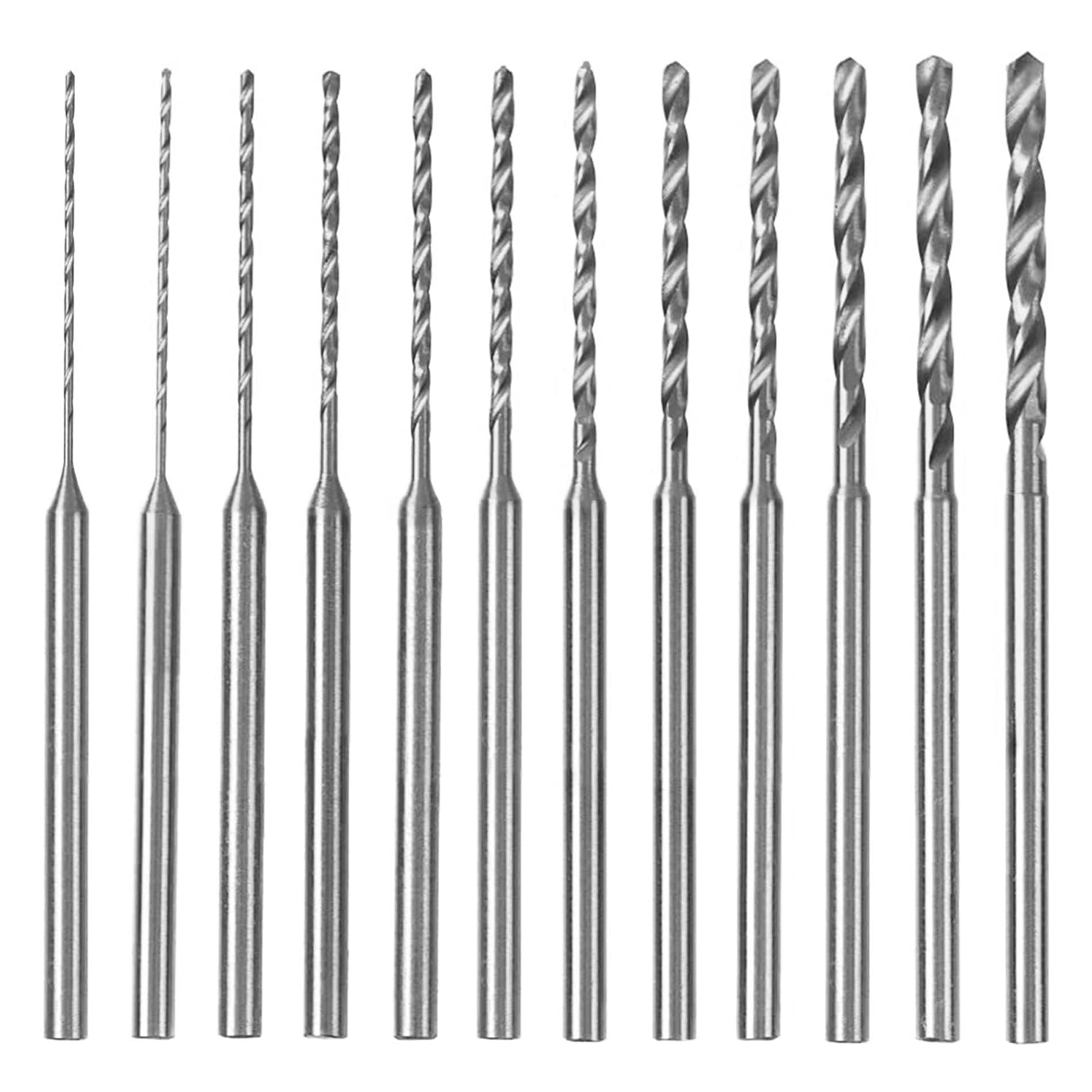 KEWAYO 12 Pieces Micro Twist Drill Bit Set, 0.5-2.0mm Tiny Drill Bit 2.35mm Shank HSS Mini Engraving Drill Bit Hole Drilling Tool for DIY Amber, Bead and Beeswax