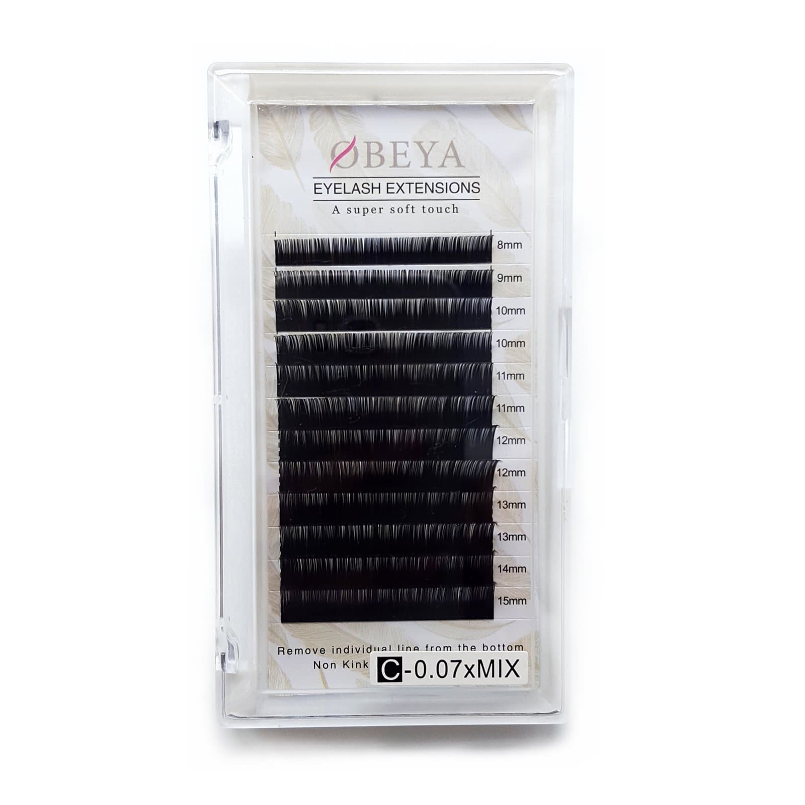 (ELE-SK-C0.07) - C Curl Eyelash Extensions .07 Thickness 8-15mm Mixed Tray Soft Volume Natural Faux Individual Lash Extensions for 3D 6D Salon Perfect Use by OBEYA