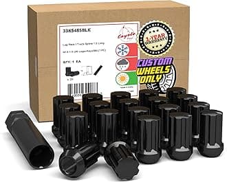 Wheel Accessories Parts 20 Pcs M14x1.5 Thread Short Truck 1.50" Long Spline Lug Nuts Black 7 Spline Hex Fits Chevy Camaro Corvette ｜ Dodge Charger Challenger ｜ Ford Mustang ｜ Jeep Wrangler
