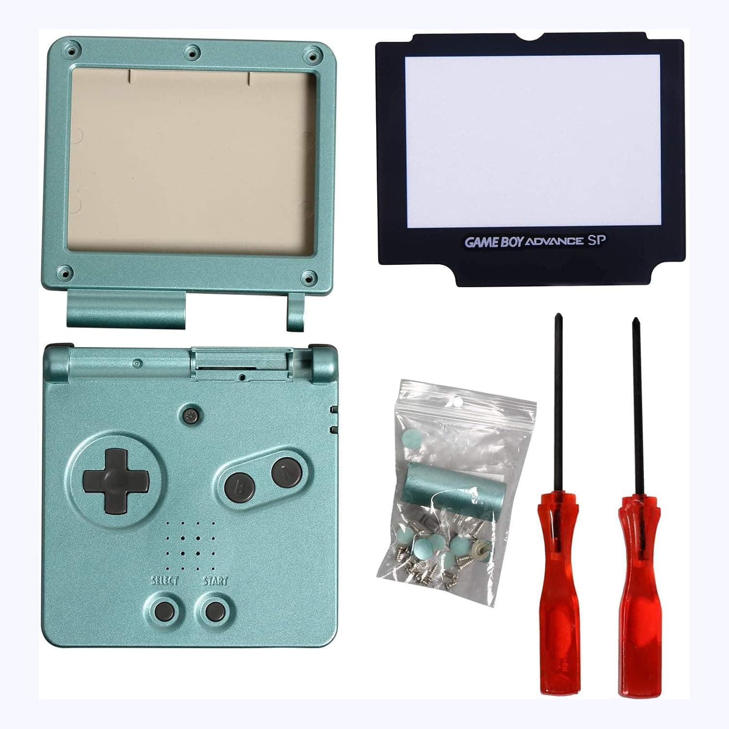Timorn Full Parts Housing Shell Pack Replacement for GBA SP Gameboy Advance SP (Green Pack)