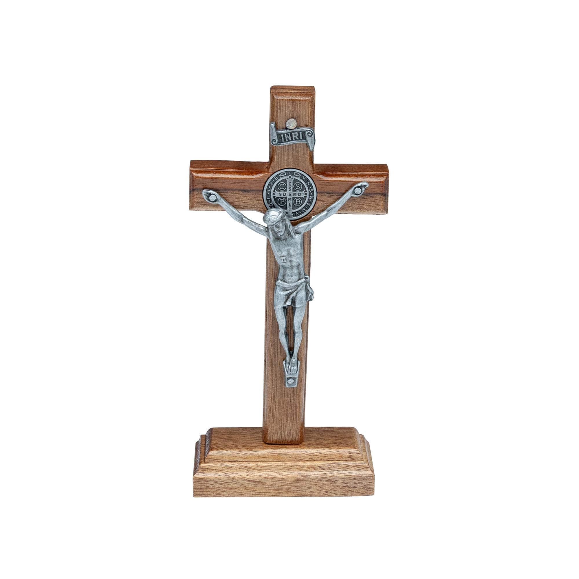 Interlocking Wall and Table Wooden Cross (5" - Antique Silver)
