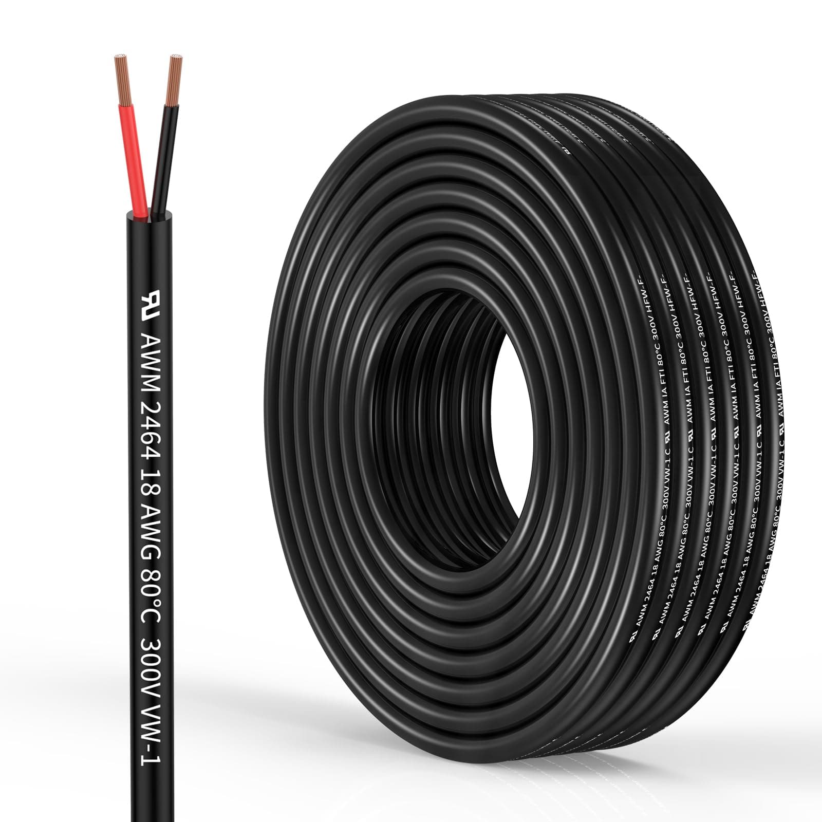 18 Gauge 2 Conductor Electrical Wire 18AWG Electrical Wire Stranded PVC Cord ...