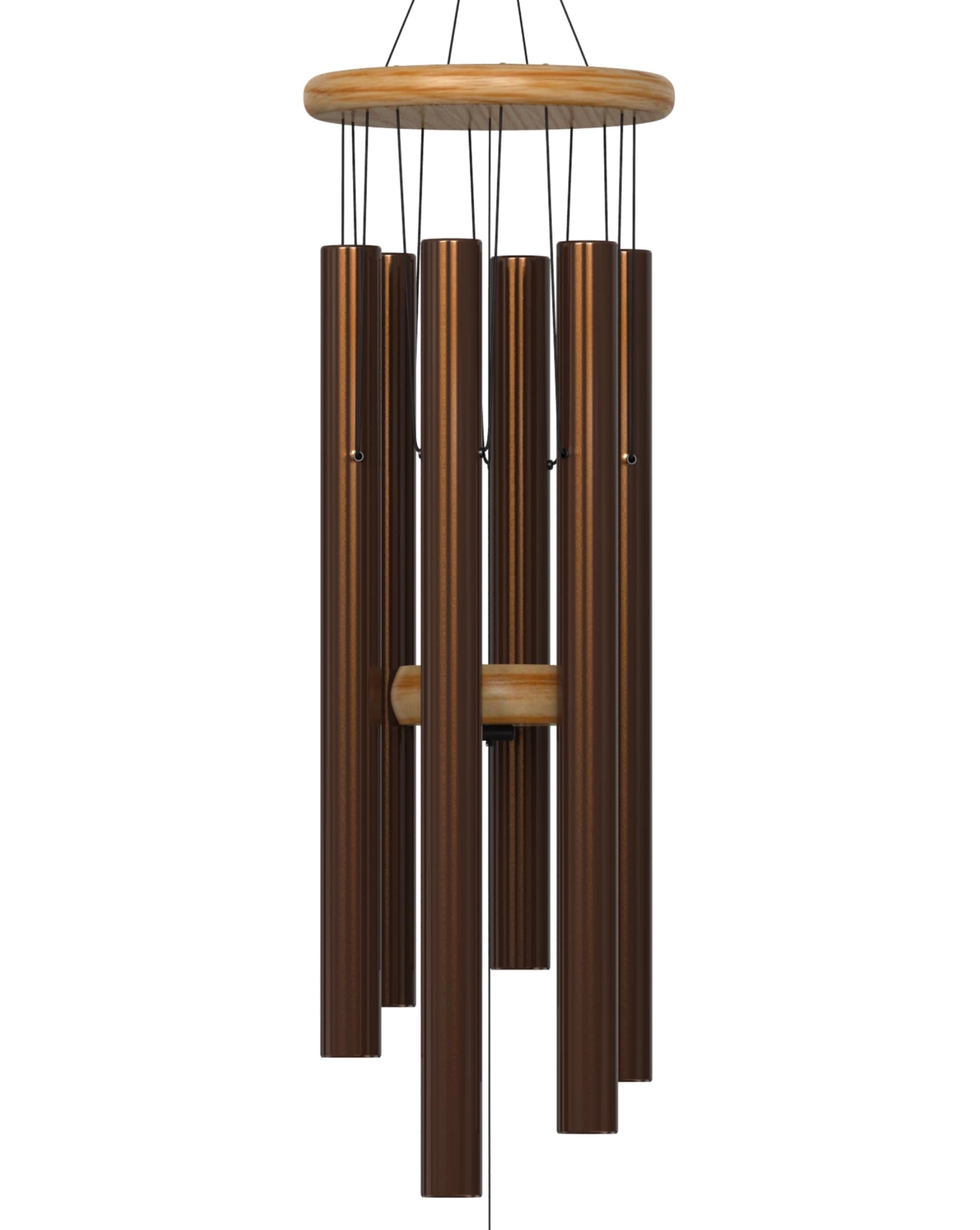 Wind Chimes – 28” Brown Modern Wind Chimes for Deep, Soothing Tones – Outdoor Garden Décor, Hand-Tuned Metal Chimes for Relaxation – Weatherproof Gift for Patio, Yard & Zen Spaces