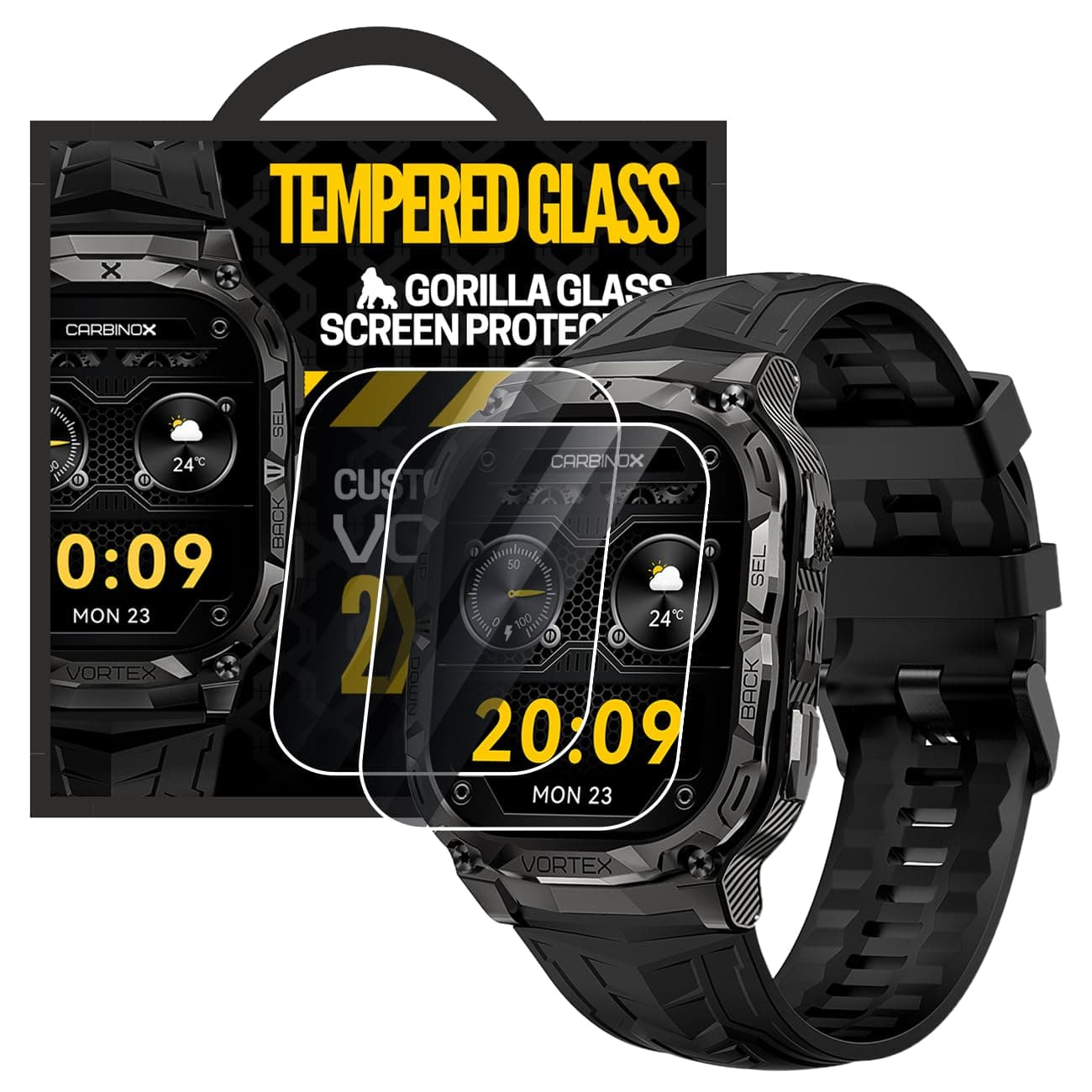 Tempered Glass Screen Protector Compatible for Vortex Smart Watch - High Transparency, Anti Scratch, High Sensitivity, Bubble Free (2 Pack) Vortex