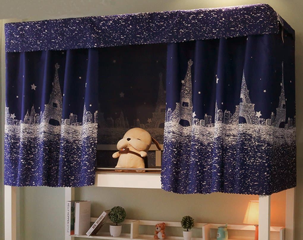 Students Dormitory Bunk Bed Tent Curtain Lightproof Dustproof Cloth Canopy Spread Blackout Curtains Mosquito Protection Screen Net(only Cloths)