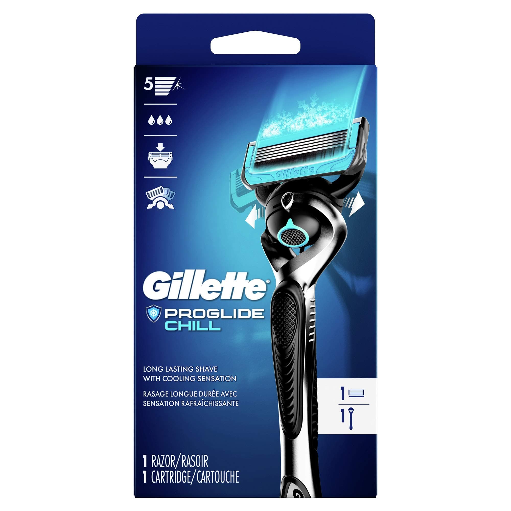 Gillette ProGlide Chill Men's Razor Handle + 1 Blade Refill