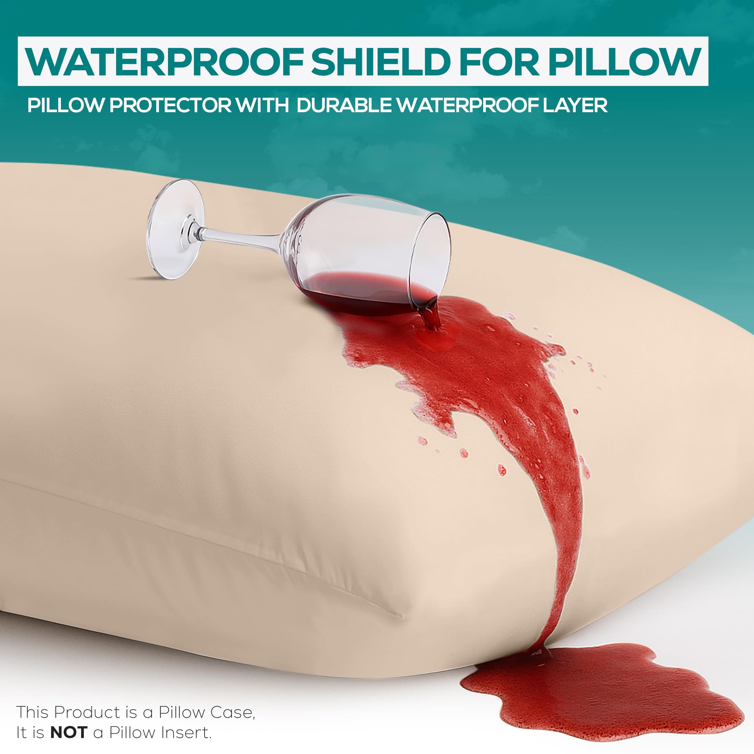 Utopia Bedding Waterproof Pillow Protectors Zippered (2 Pack, Beige) King Size, Zippered Pillowcases, Bed Bug Proof Pillow Encasement Covers 20 x 38 Inches