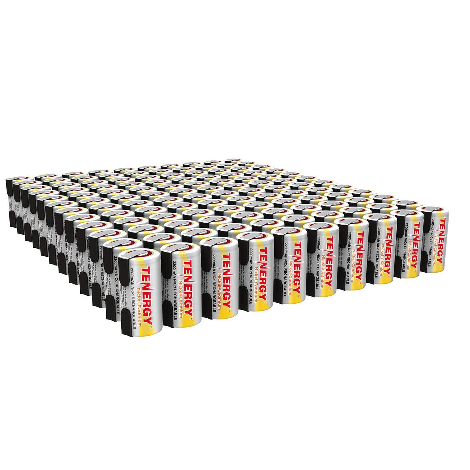 2200mAh Sub C NiCd Battery for Power Tools, 1.2V Flat Top Rechargeable Sub-C Cell Batteries with Tabs, 120 Pack