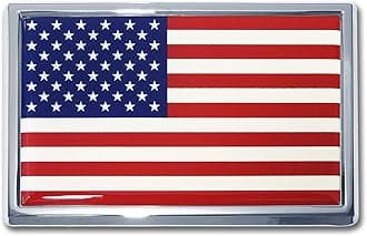 Elektroplate USA Flag All Metal Chrome Emblem | Car Size at 3.4" x 2.2" | Weatherproof