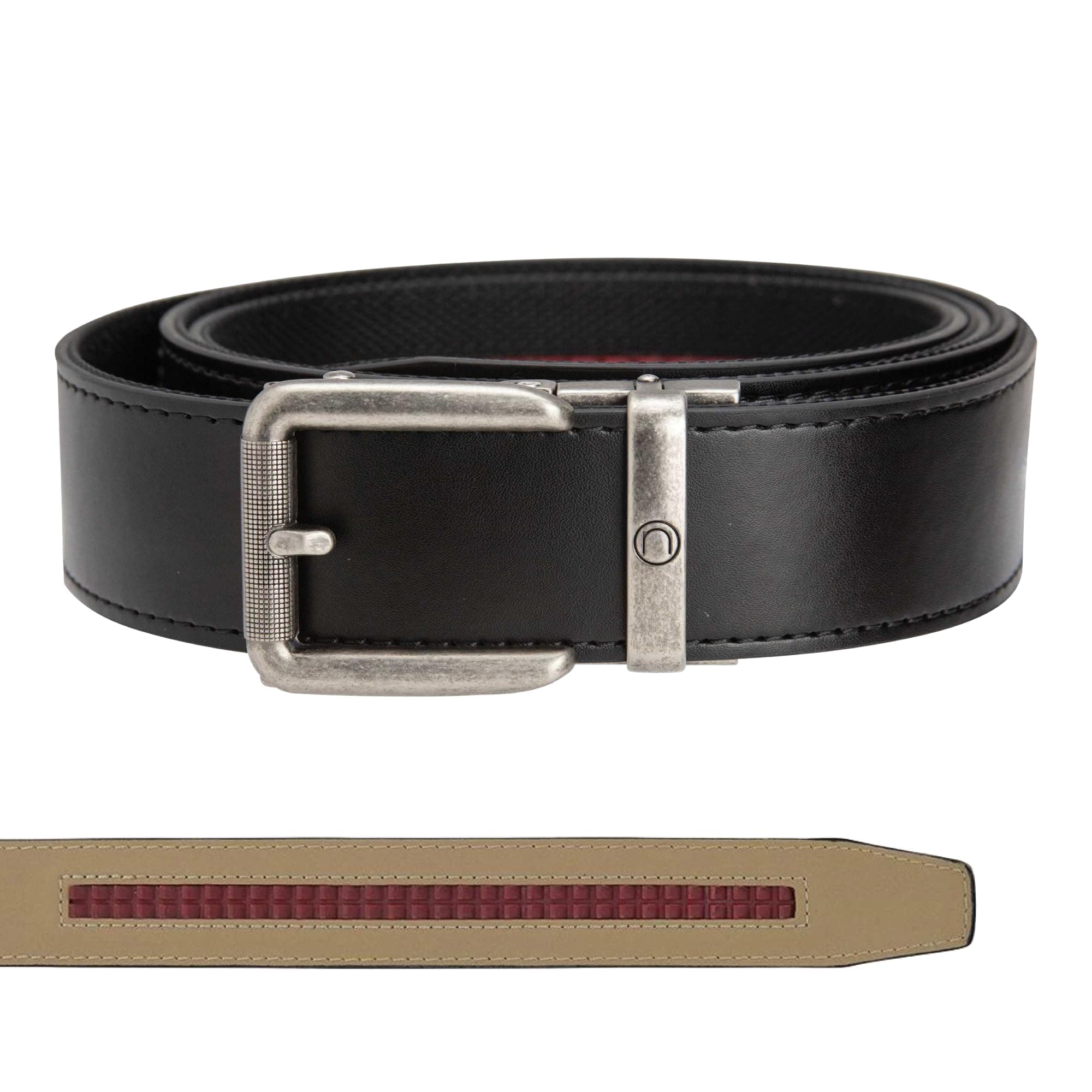 Rogue EDC Tactical Leather Belt – 1.5" Strap, Nylon Backing, Distressed Nickel Buckle – Discreet Stylish CCW Belt