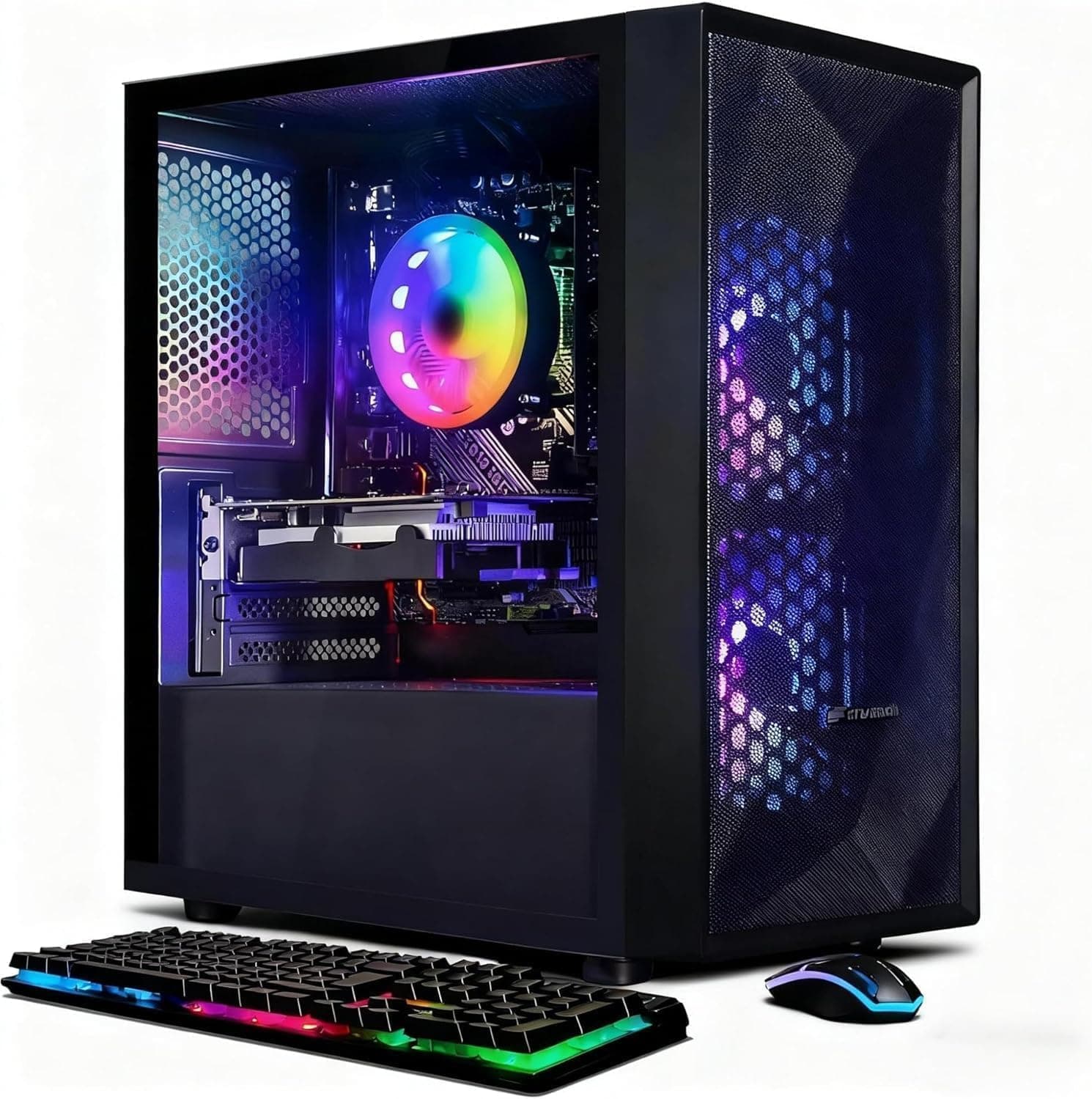 STGAubron Gaming PC Computer Desktop, Intel Core i5 up to 3.6G, Radeon RX 550, 16G RAM, 512G SSD, WiFi 6, BT 5.0, RGB Fan x2, Windows 11 Home
