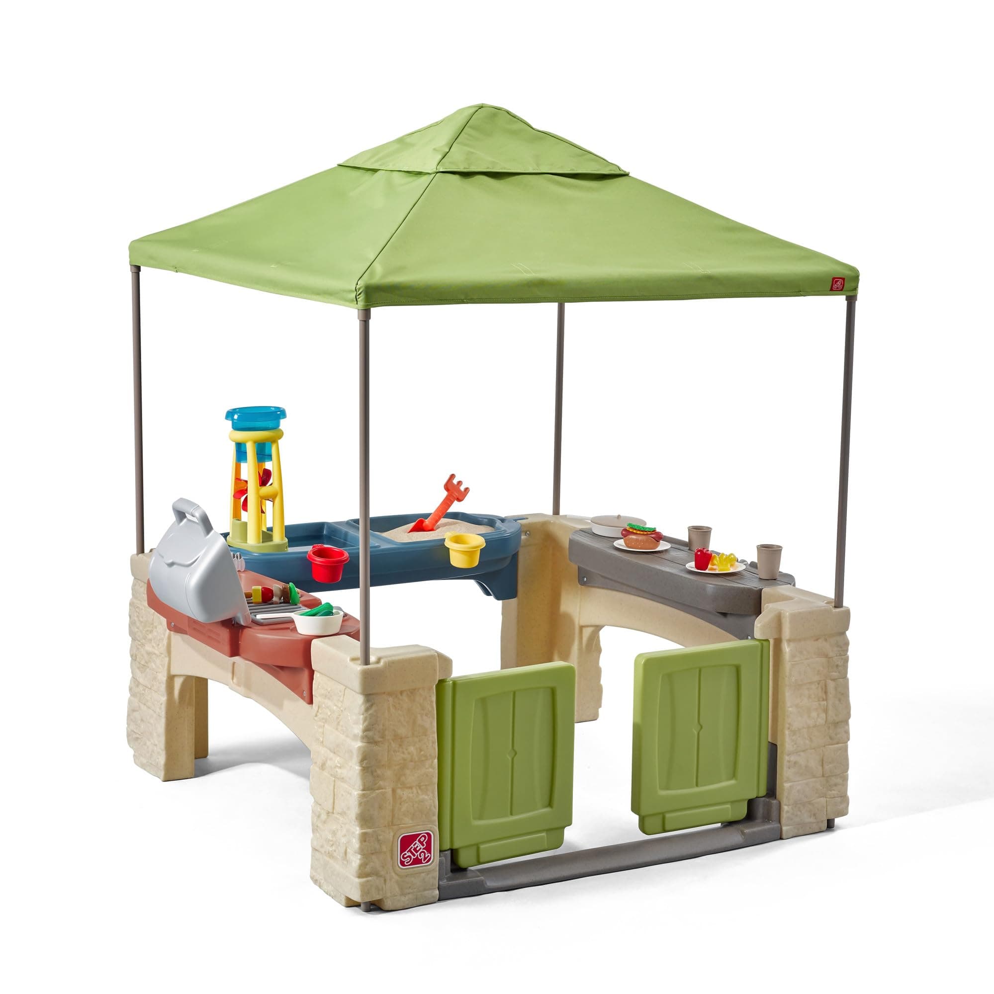 - Step2 All Around Playtime Patio with Canopy Playset – Shaded Outdoor Playhouse for Kids with Realistic, Interactive Features, Room for Multiple Toddlers to Play – Dimensions: 60" H x 47.5" W x 47.5" D