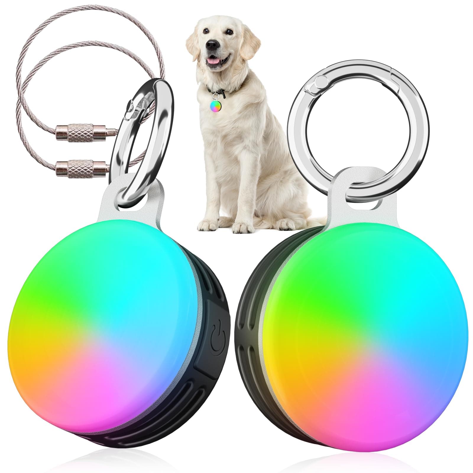 Dog Collar Light, 4 Modes, Rechargeable, IP68 Waterproof, 2 Pack