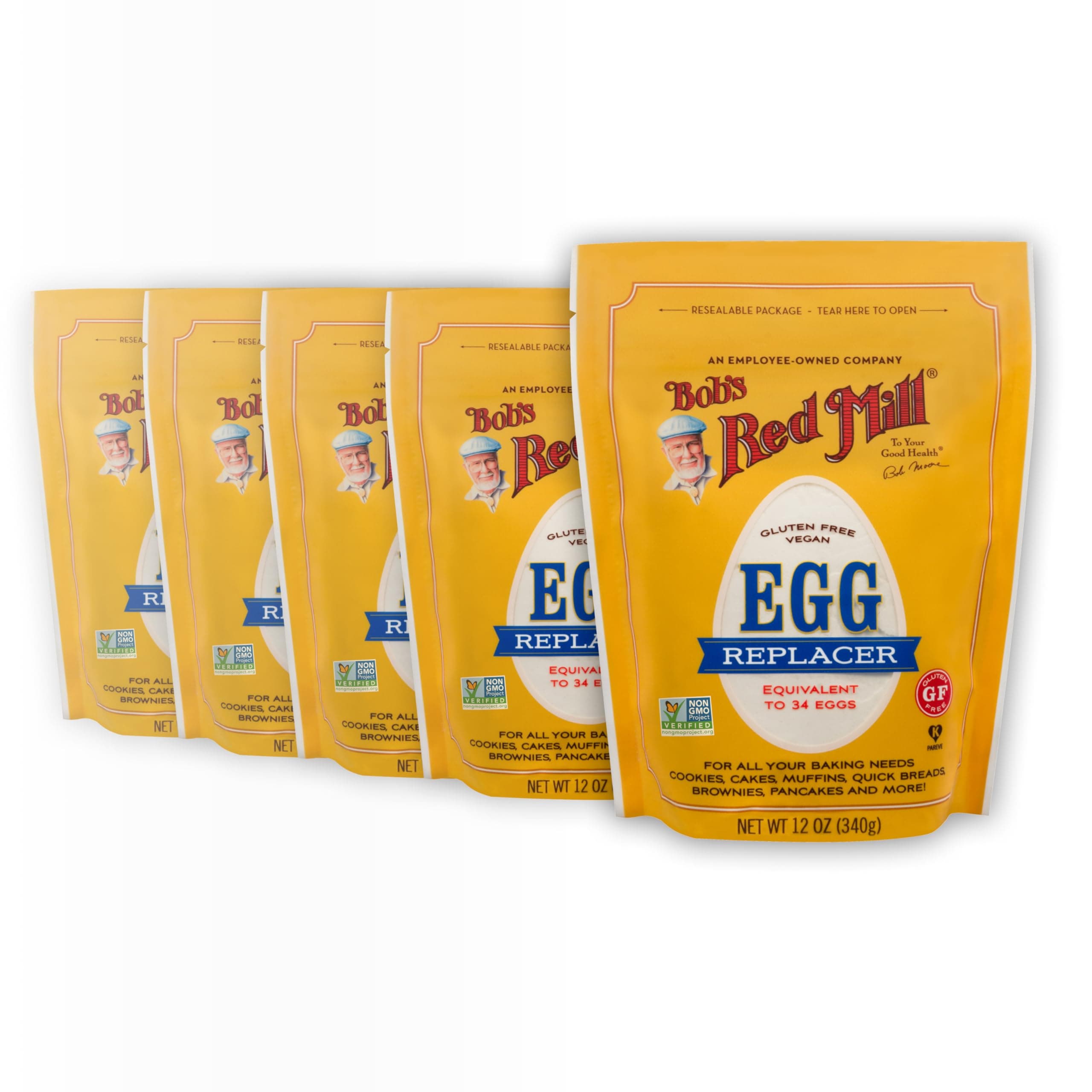 Bob's Red Mill Gluten Free Egg Replacer, 12oz (Pack of 5) - Non GMO, Vegan, Paleo Friendly, Equals 34 Eggs/Bag, Kosher