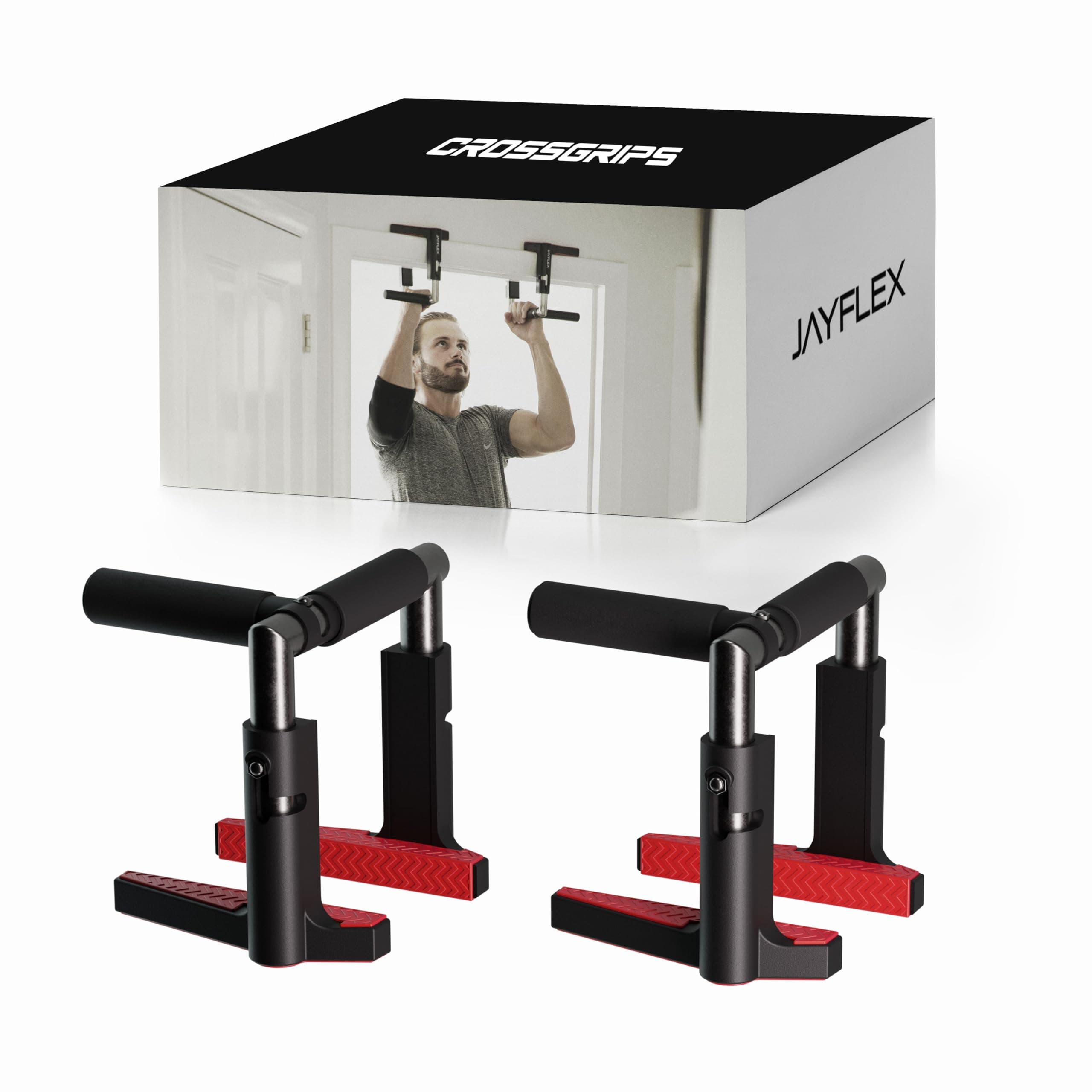 CrossGrips Compact Pull Up Bar - Pull Up Bar Door Frame for Work from Home Fitness - Adjustable Door Frame Pullup Bar Handles - 250 lbs Capacity