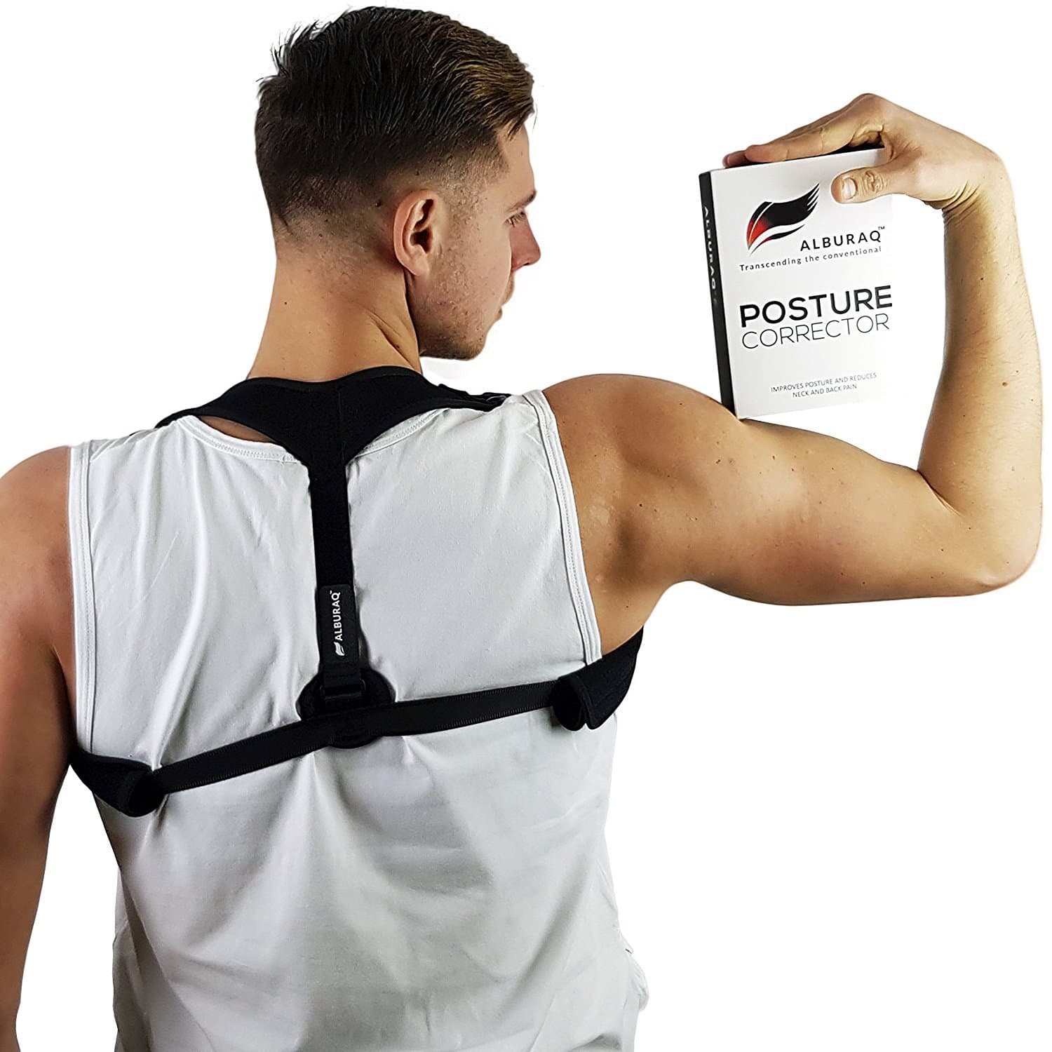 Premium Back Support Brace & Posture Corrector for Men & Women + Gift Slim Belt (Waist Trimmer, Fat Burner)