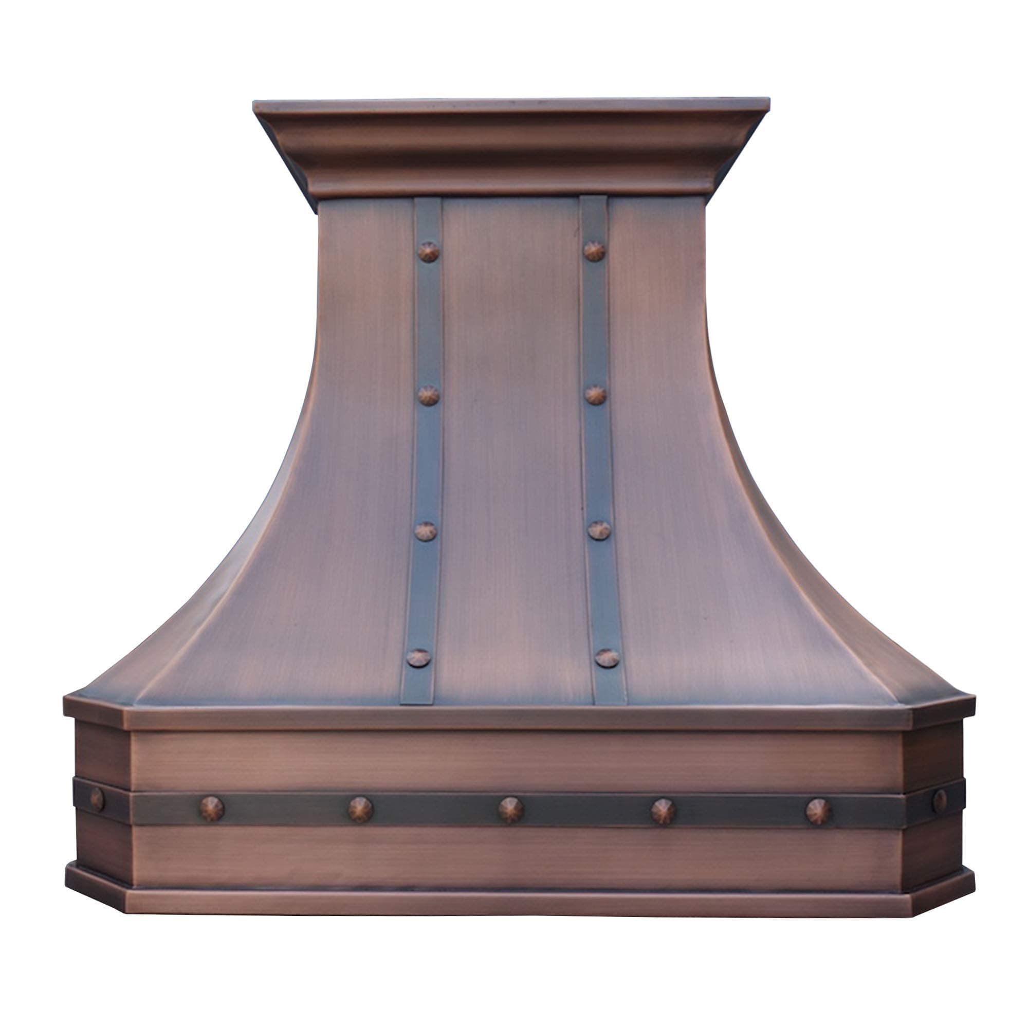 Copper Vent Hood for Kitchen, Handcrafted by Artisans-Includes Range Hood Lighting, Fan Motor, Blower House, Baffle Filter, 36"W x 36"H Island Mount, Smooth-Natural Copper, H3STRSNI3636