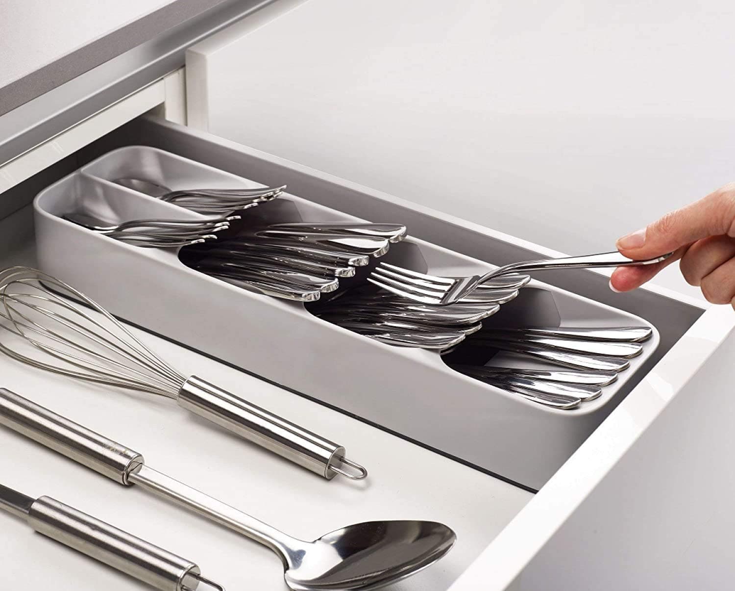 Alokrupswam Silverware Organizer Storage Tray for Kitchen Drawer Holding Flatware Utensil Spoons Forks Knives Cuttlery Organizer Tray