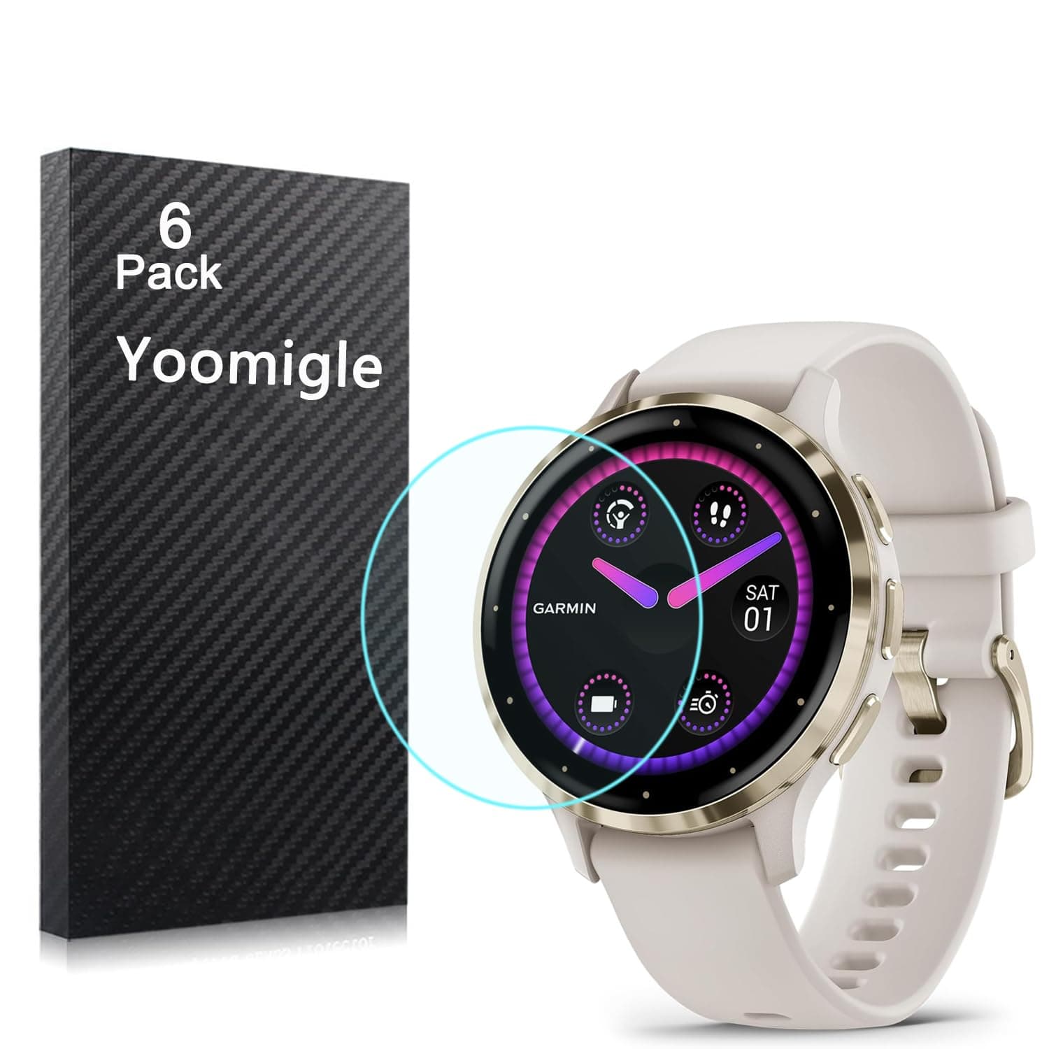 6 Pack Compatible with Garmin Venu 3S Screen Protector Film for Garmin Venu 3S Smart Watch Screen Protectors Foils Screen Cover Crystal Clear HD Anti-Scratch Anti-Fingerprint