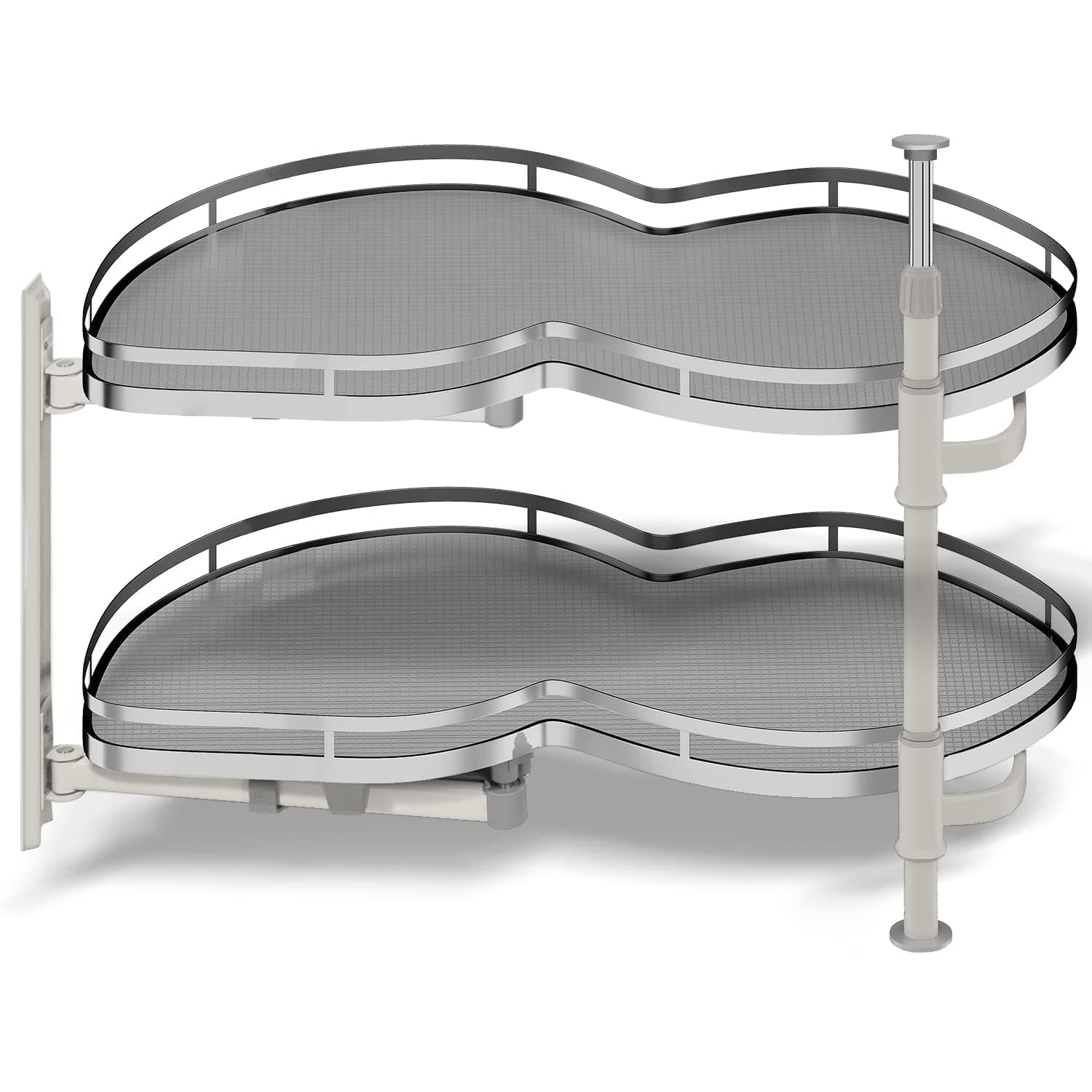 Blind Corner Cabinet Pull Out Organizer, Soft Close Swing Left Pull Out Cabinet Organizer 30inch, Corner Cabinet Lazy Susan for Cabinet Blind Shelf, 2 Tiers Tray, Adjustable Height