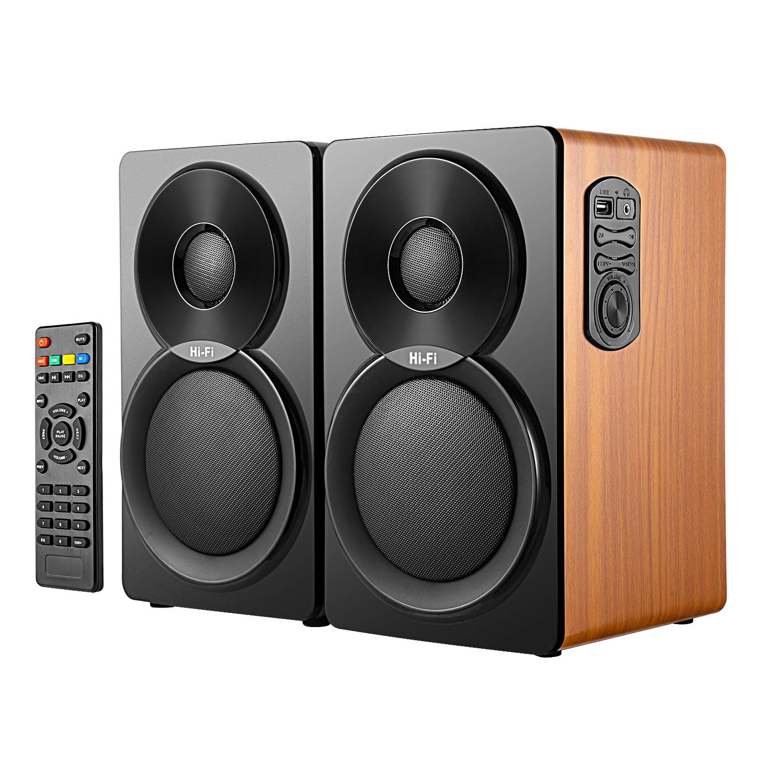 SOYAR H-200B Bluetooth Bookshelf Speaker,Support USB,3.5mm AUX in,Wooden Speaker - 44W RMS (5inch +1inch Speaker),use for home and Party