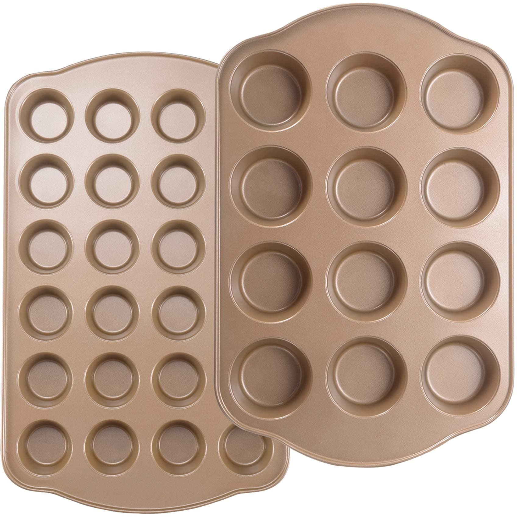 JOHO BAKING Nonstick Muffin & Cupcake Pan Set (2 Pack) - 12 Cup Regular + 24