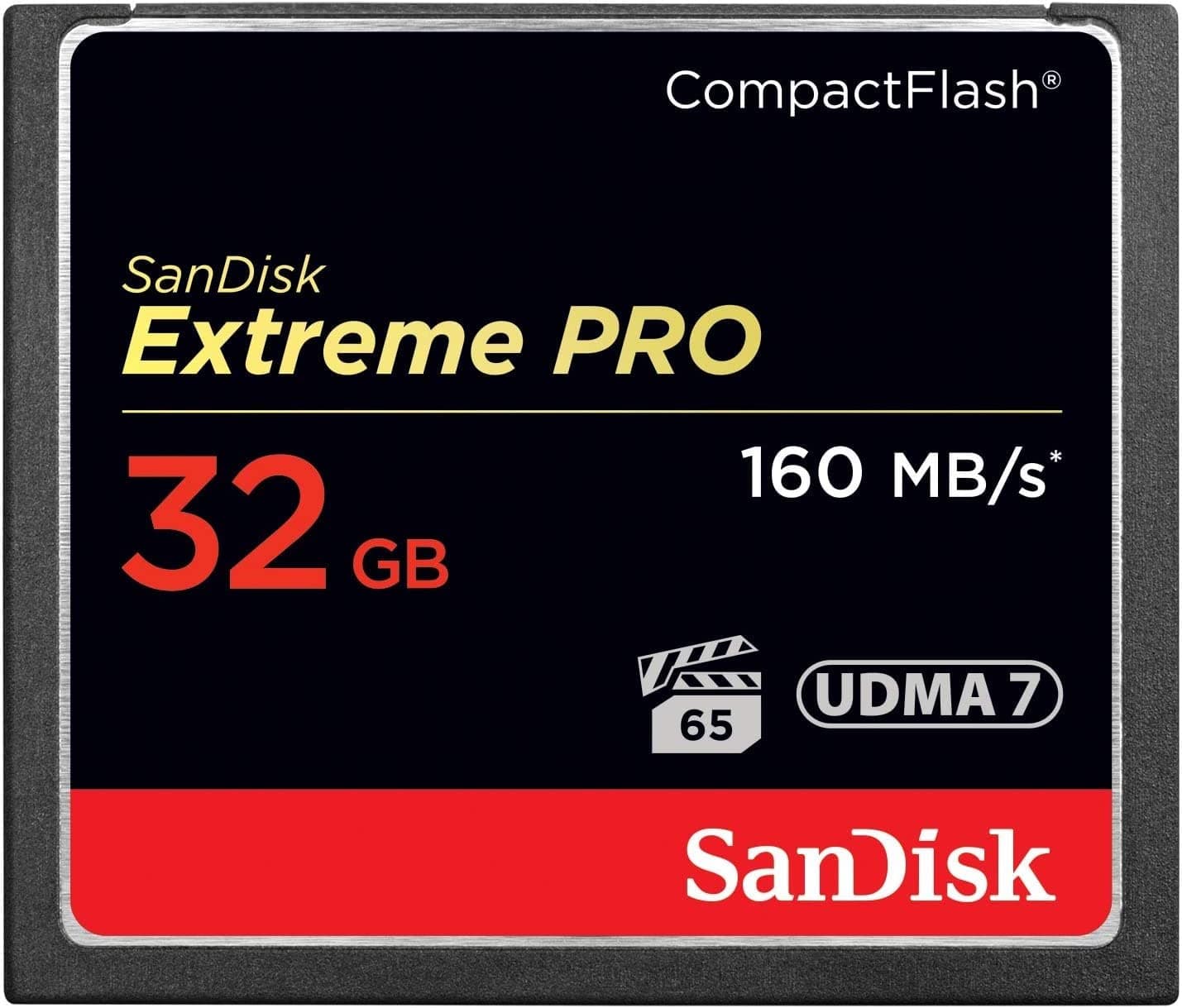 Extreme Pro 32 Gb 160 Mb/S Compact Flash Memory Card - Black/Gold/Red