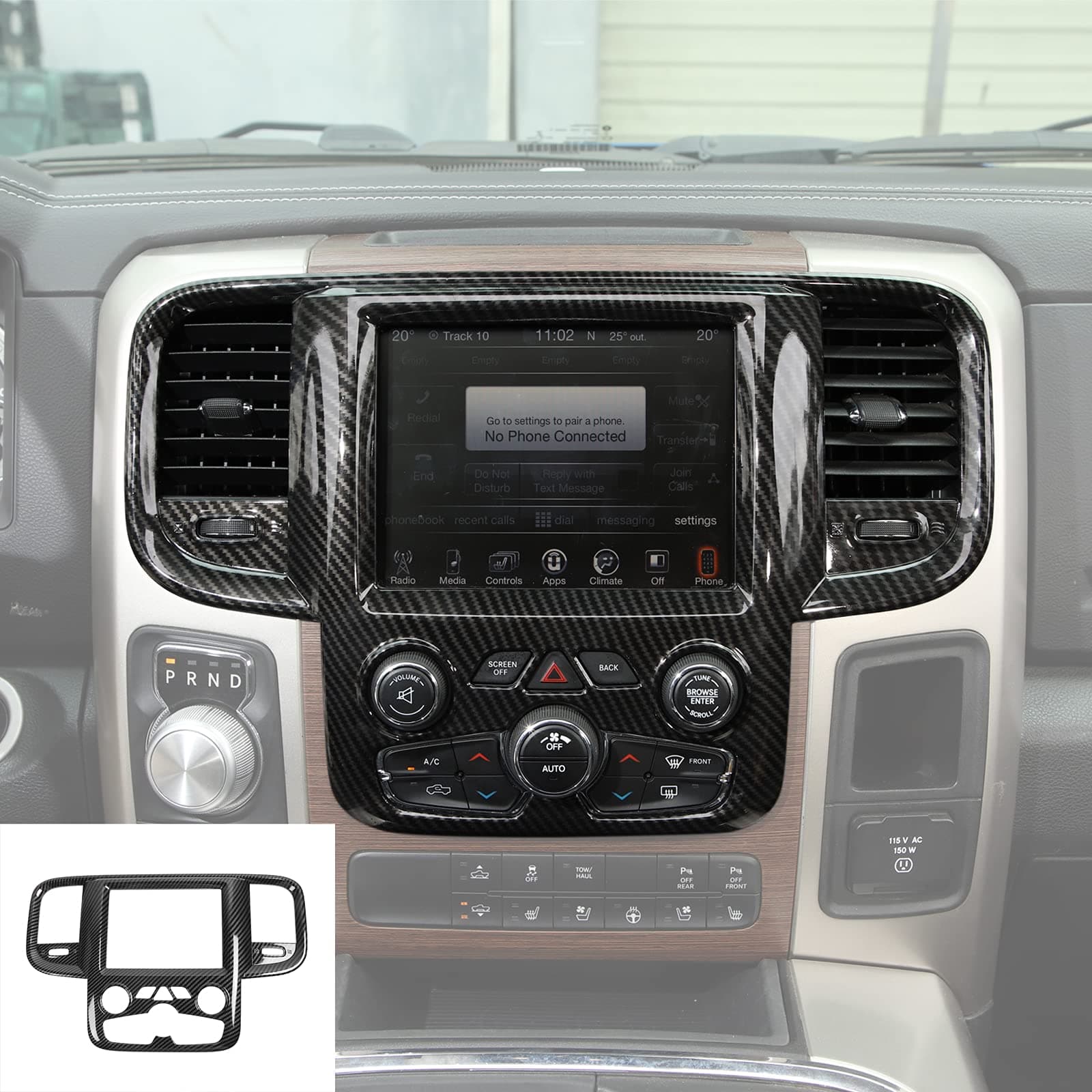 RT-TCZ Carbon Fiber Center Console Multimedia Navigation GPS Panel Trim Cover Decoration Sticker Interior Accessories for Dodge Ram 2011-2017