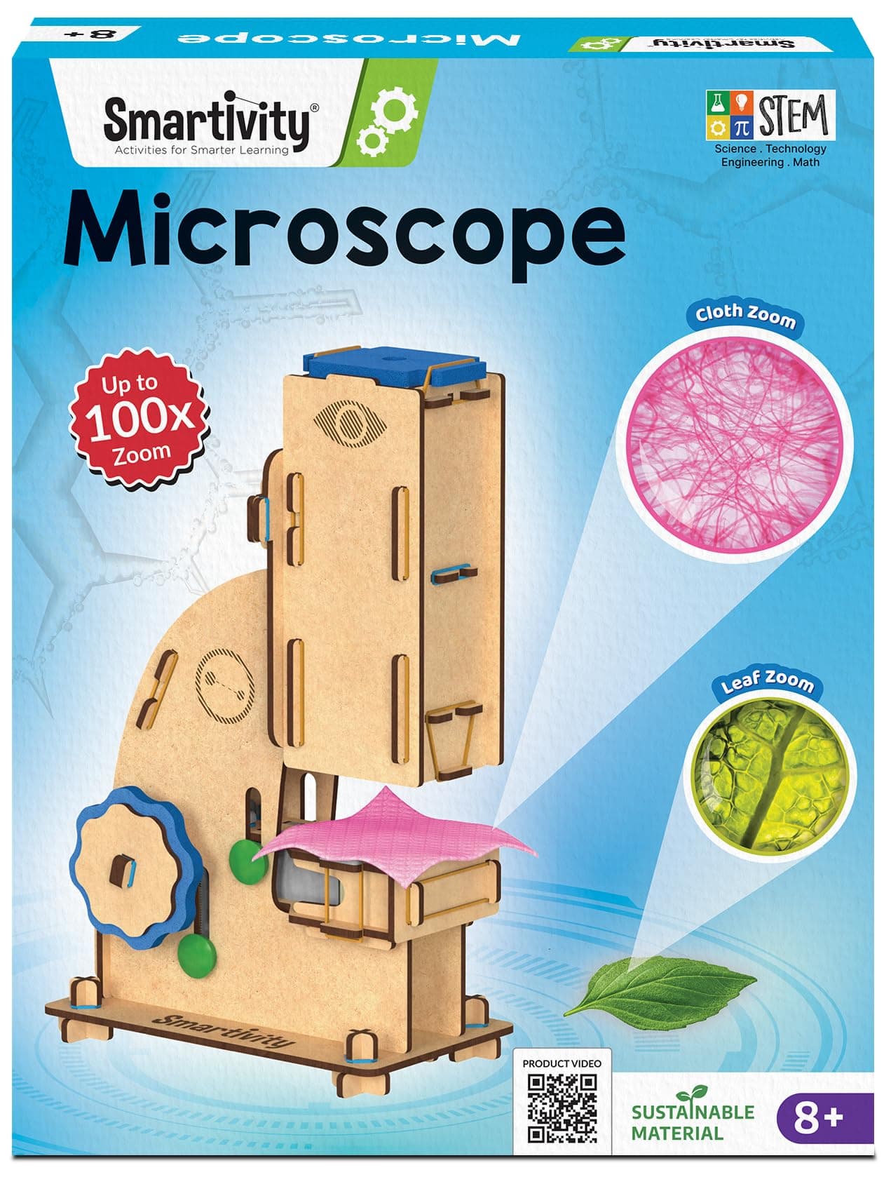 Smartivity Microscope 100x Zoom STEM DIY Fun Game for Kids Age 8 to 14 Years Old Toy for Boys & Girls Age 8-10-12 | Science Based Education & Construction Activity Kit
