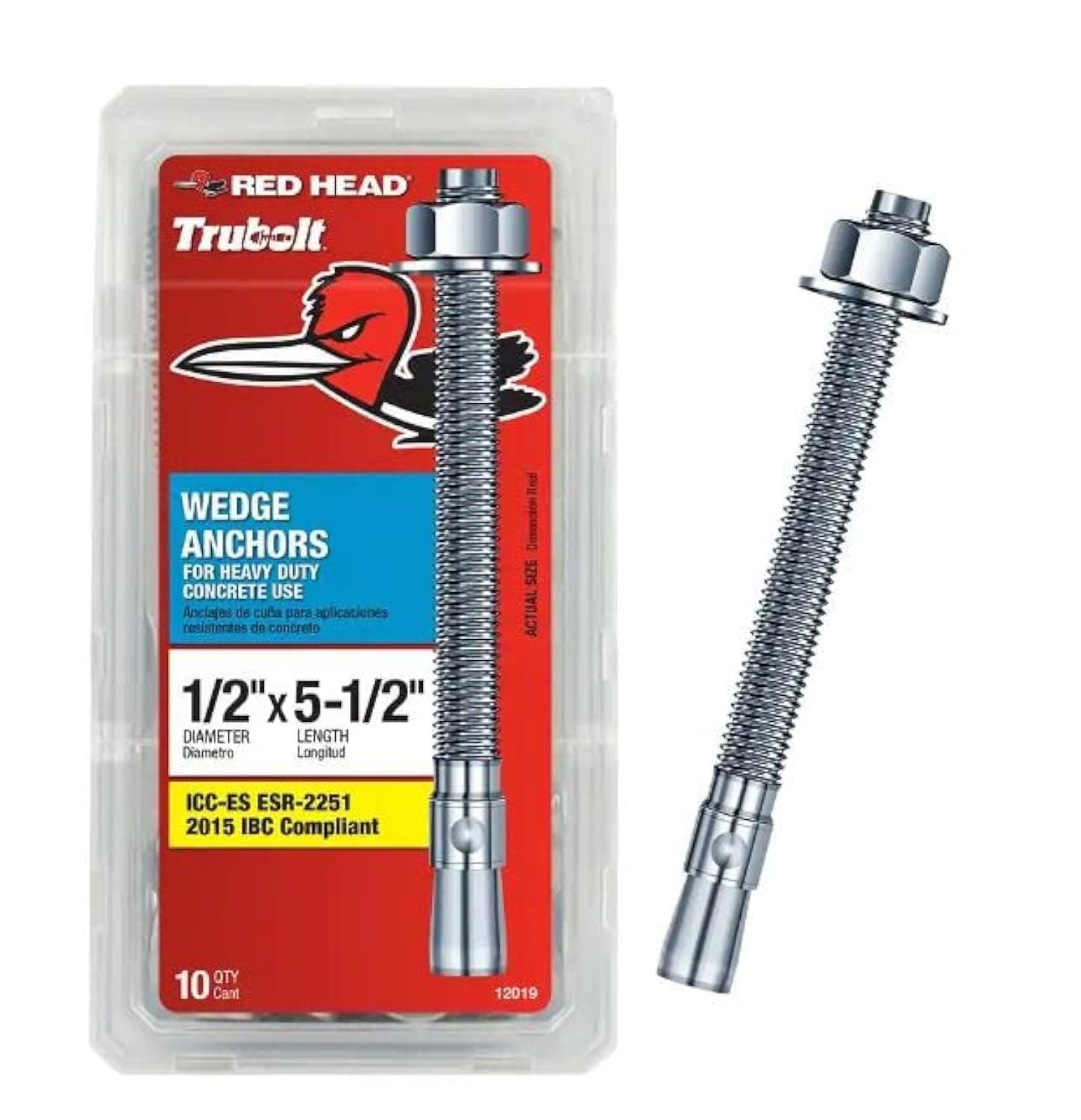 Red Head 1/2 in. x 5-1/2 in. Wedge Anchor 10CT