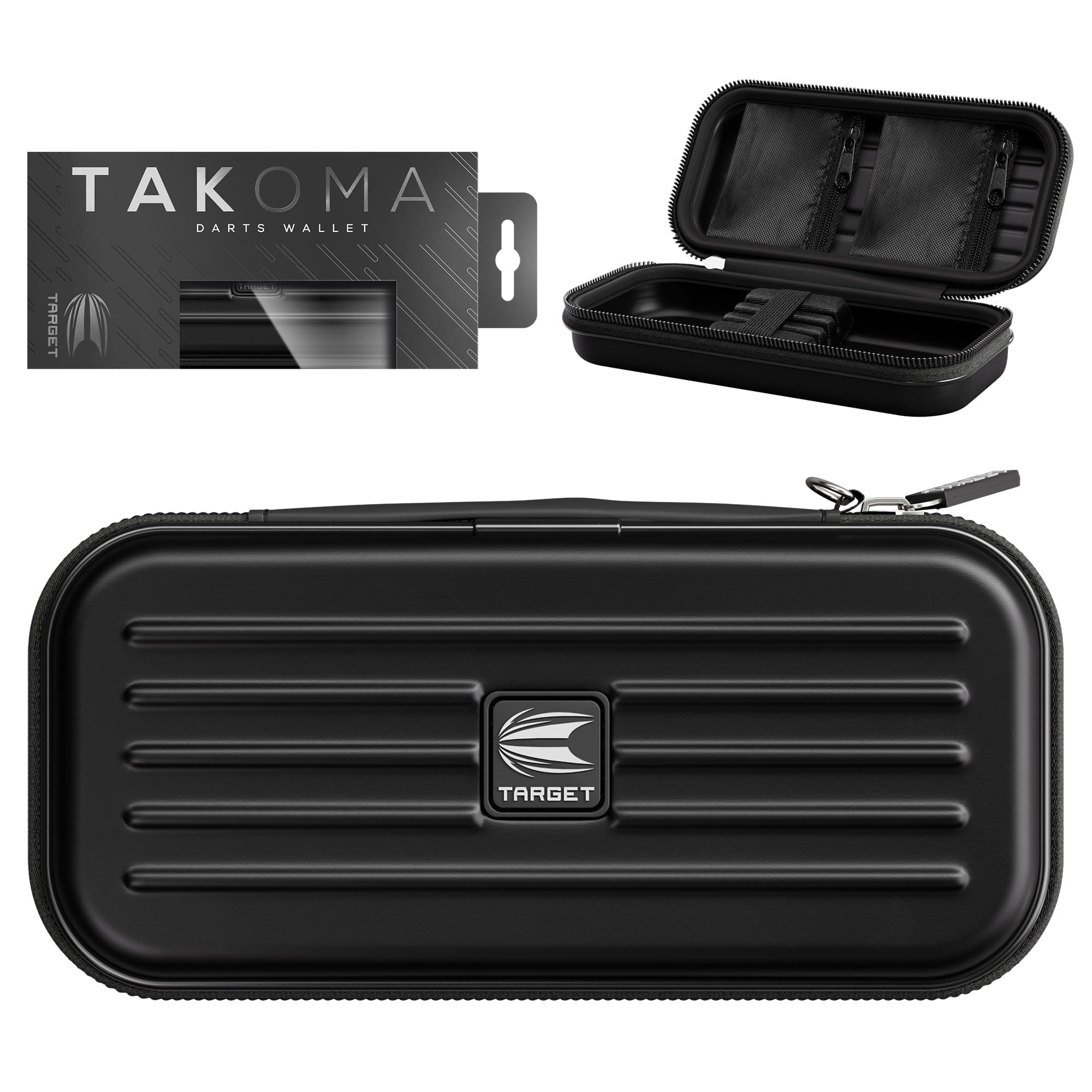 Target Darts Takoma Dart Case Wallet, Regular Size, Black | Store 3 Fully Assembled Darts & Accessories | Dart Holder with Zip Lock Pouches, Store Flights, Shafts & Swiss Points