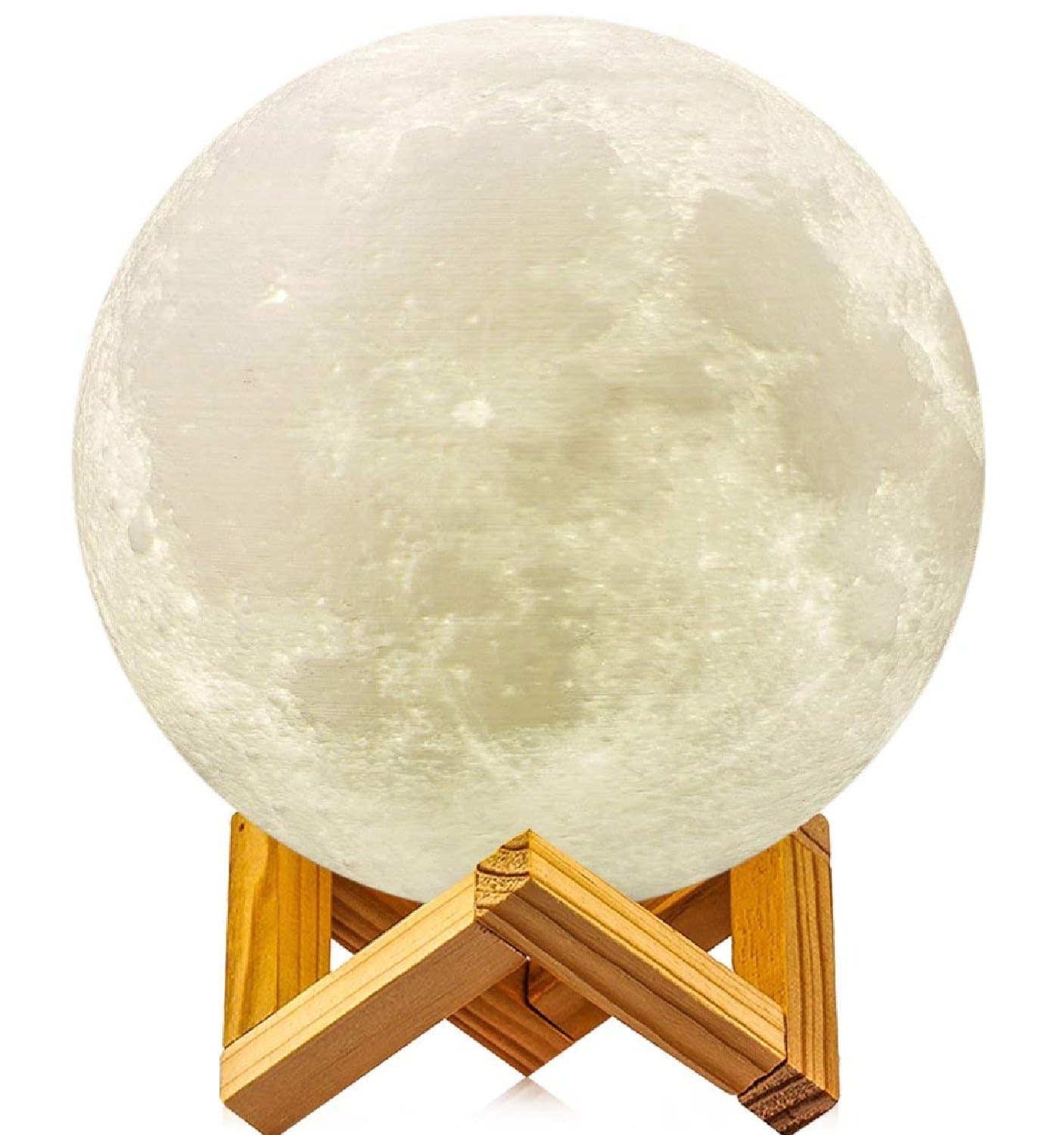 7 Inch Moon Lamp, 3D Printed Moon Light with Stand, The Moon Night Light with LED Warm White 3000K and Warm Yellow 3000K, Touch Control(Diameter18CM）