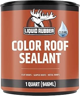 Liquid Rubber Color Roof Sealant- Elastomeric Waterproof Small Repair Coating for Flat, Low-Slope & Metal Roofs, Flexible UV-Stable Membrane, Clear, 1 Quart