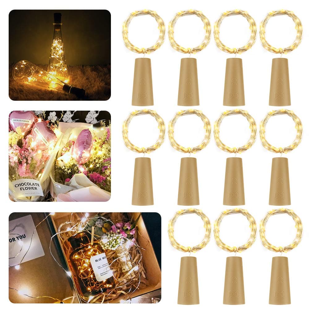 Pomisty Bottle Lights,11 Pack 2M 20 LEDs String Bottle Lights with Cork,Wine Bottle Lights Led Fairy Light for Wine Bottle Glass Decor for Birthday Party Wedding Christmas Table Bedroom Decor