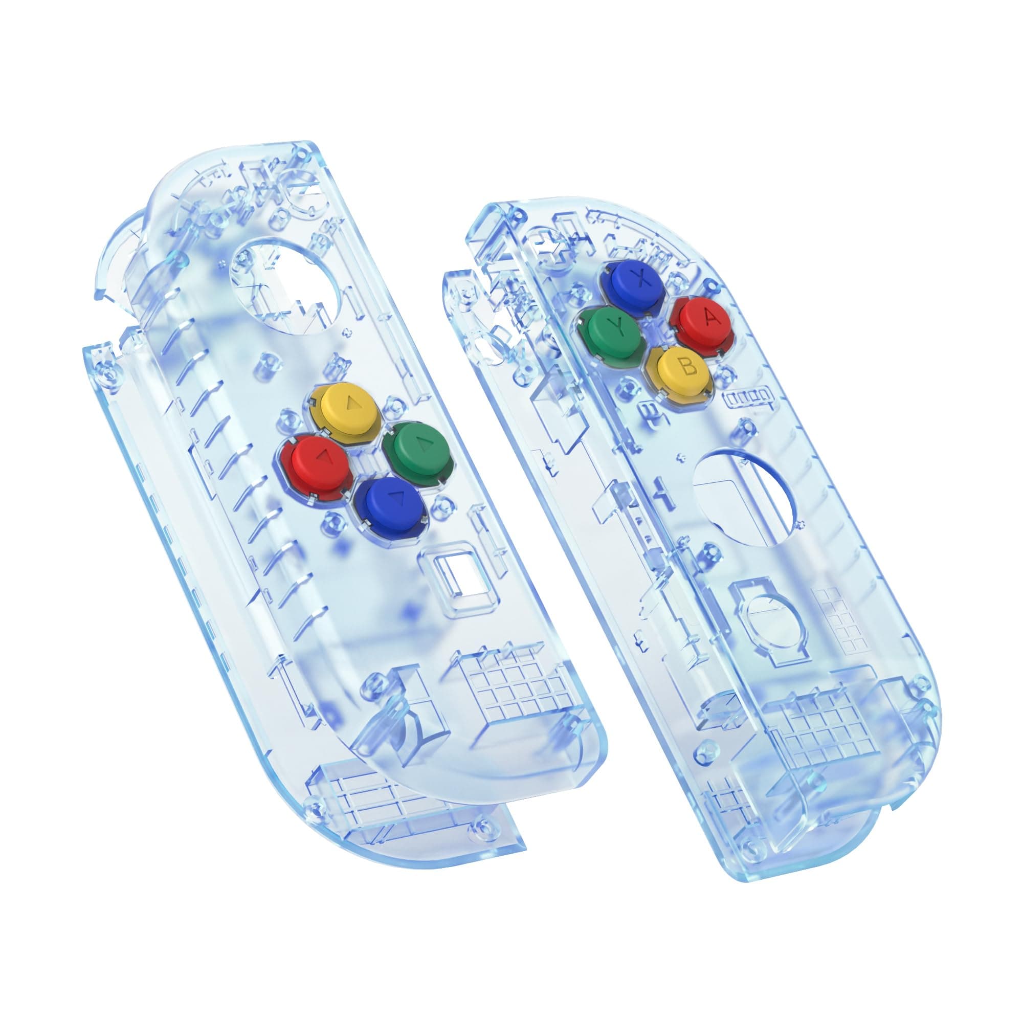 eXtremeRate DIY Replacement Shell Buttons for Nintendo Switch & Switch OLED, Clear Glacier Blue Custom Housing Case with Corlorful Button for Joycon Handheld Controller - JoyCon NOT Included