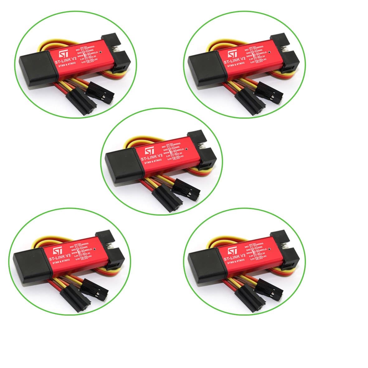 Yoochin 5pack ST Link Stlink ST-Link V2 Mini STM8 STM32 Simulator Download Programmer Programming with case