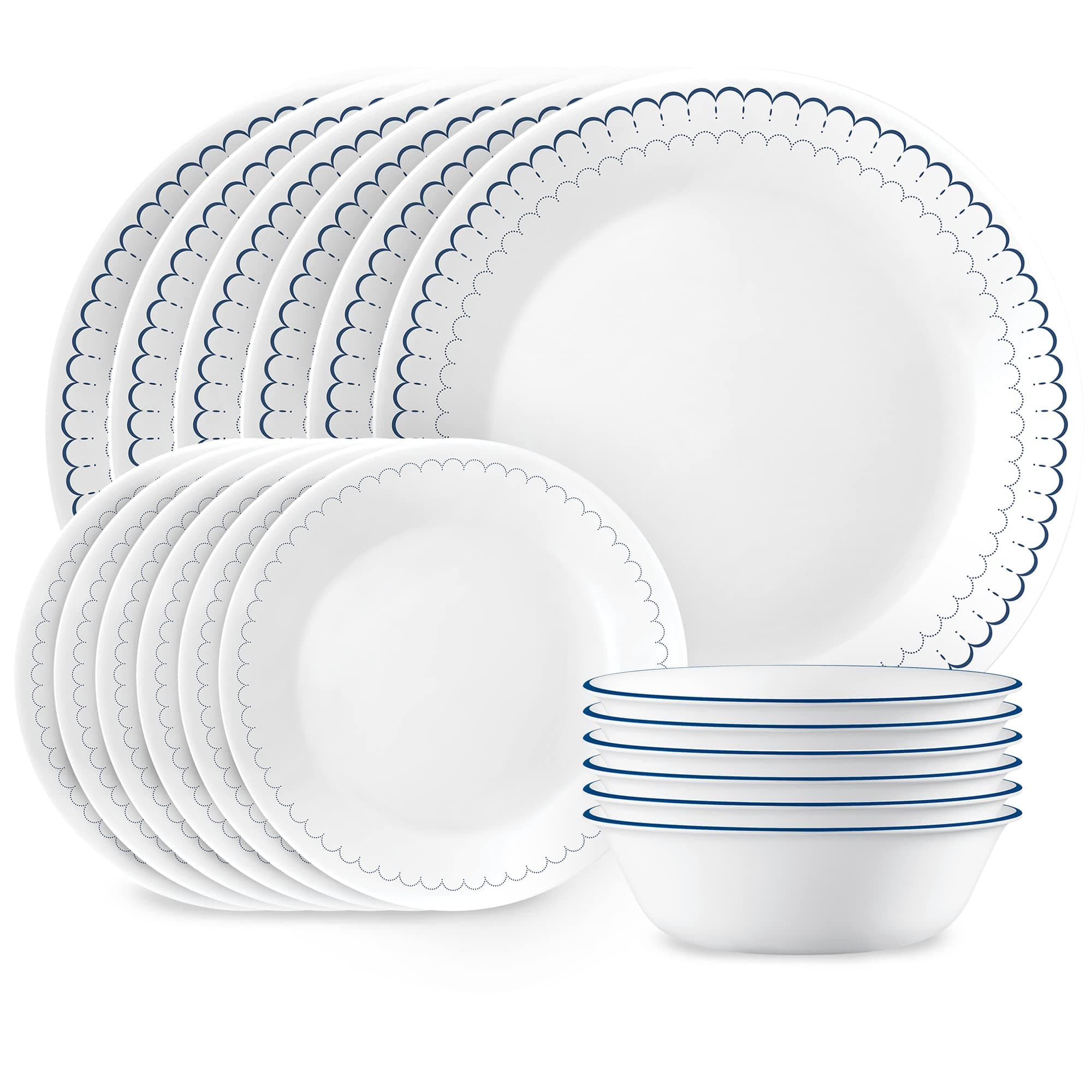 – Dinnerware Set 18-Piece, Navy, White, 1147837