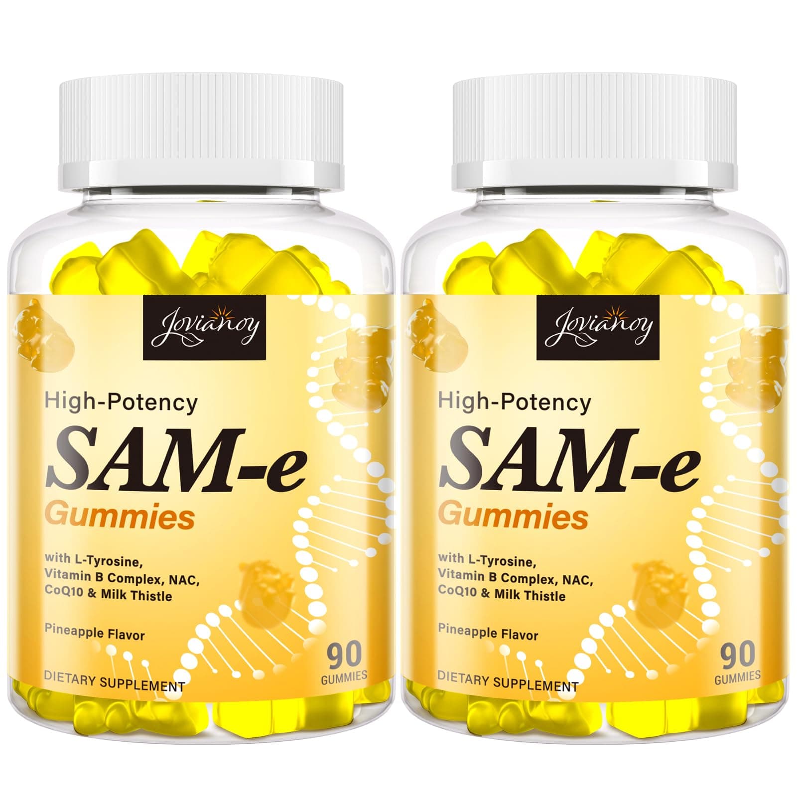 - SAM-e Gummies with L-Tyrosine, Vitamin B Complex & NAC, CoQ10, High-Potency SAM-e Supplement - Pineapple Flavor, for Mood, Joint, Cognitive & Liver Detox, Vegan Friendly, 180 Gummies