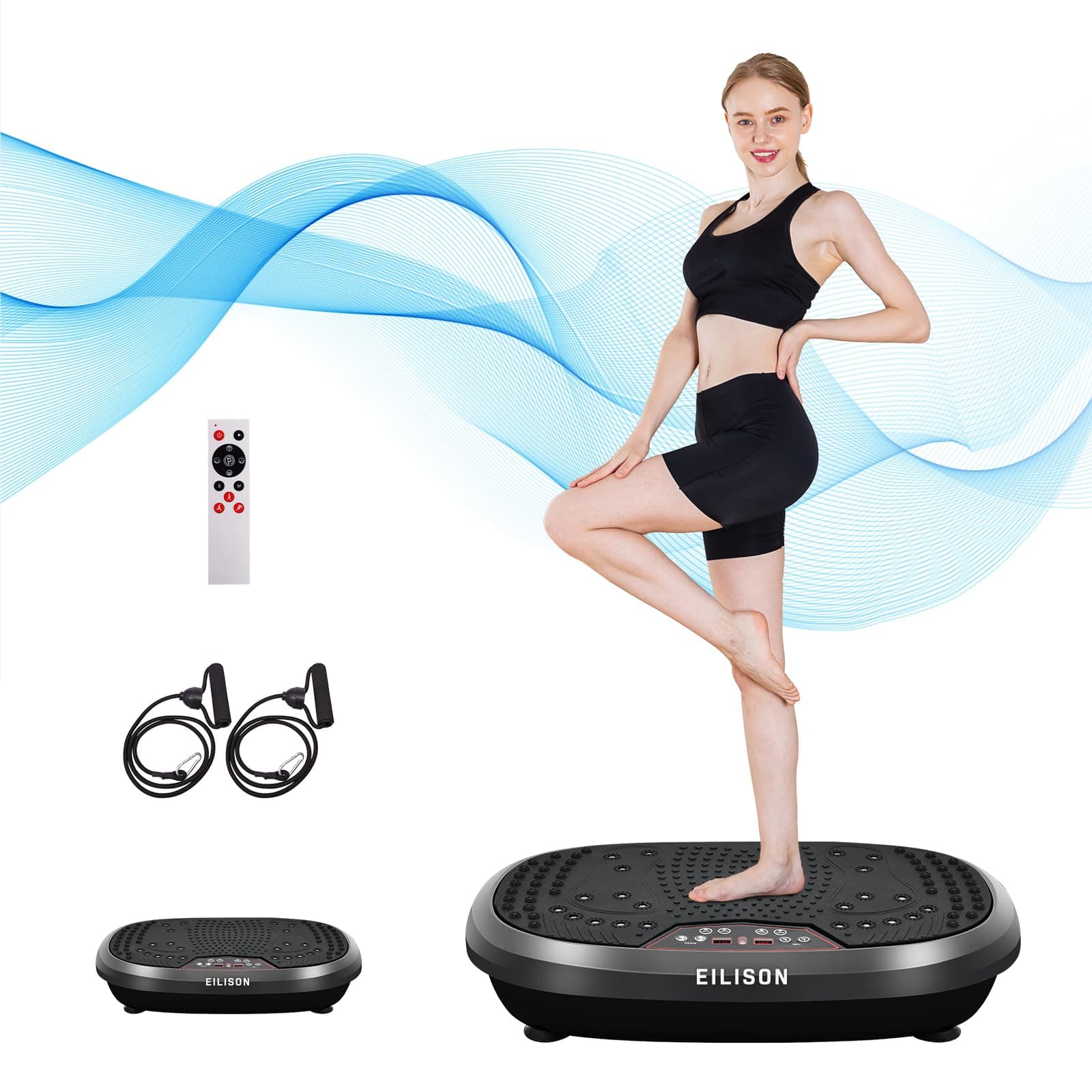 EILISON FitMaxx 3D XL Vibration Plate Exercise Machine - Whole Body Workout Vibration Platform w/Loop Bands - Lymphatic Drainage Machine for Weight Loss, Shaping, Recovery