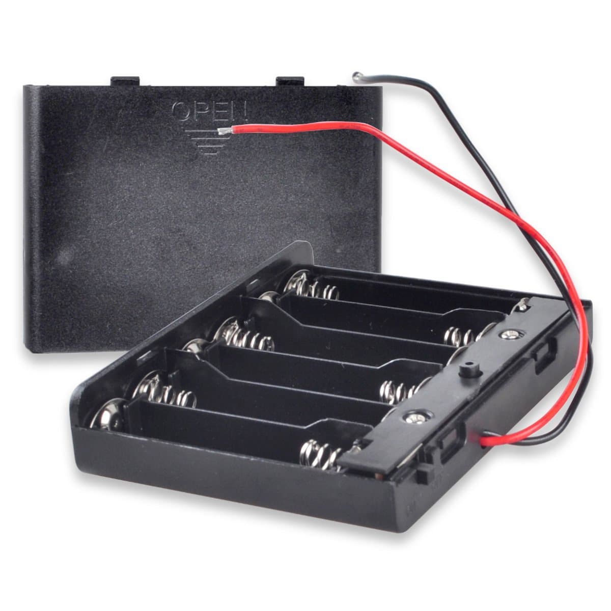 9V AA Battery Pack with Leads, 6 x 1.5v AA Battery Case Holder, FolioGadgets Battery Storage Box with ON/Off Switch [4-Pack]