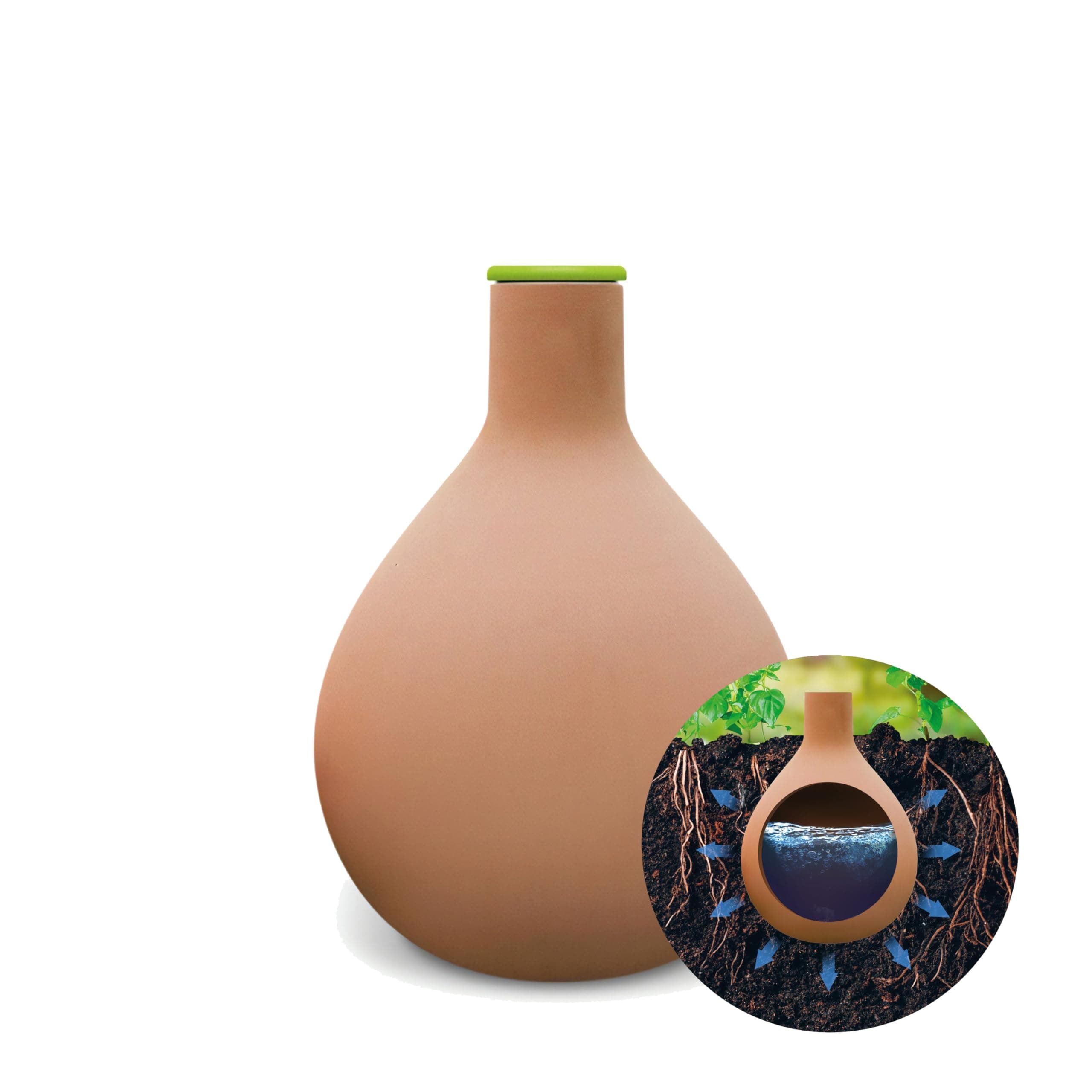 BioGreen Plant Self-Watering System Hydro MAX S | 0.3 gal | Irrigation Ø 23.6 in | Olla Made of Fired Clay | Watering Globe | Terracotta Water Saver for Gardens, Vegetables & Raised Beds