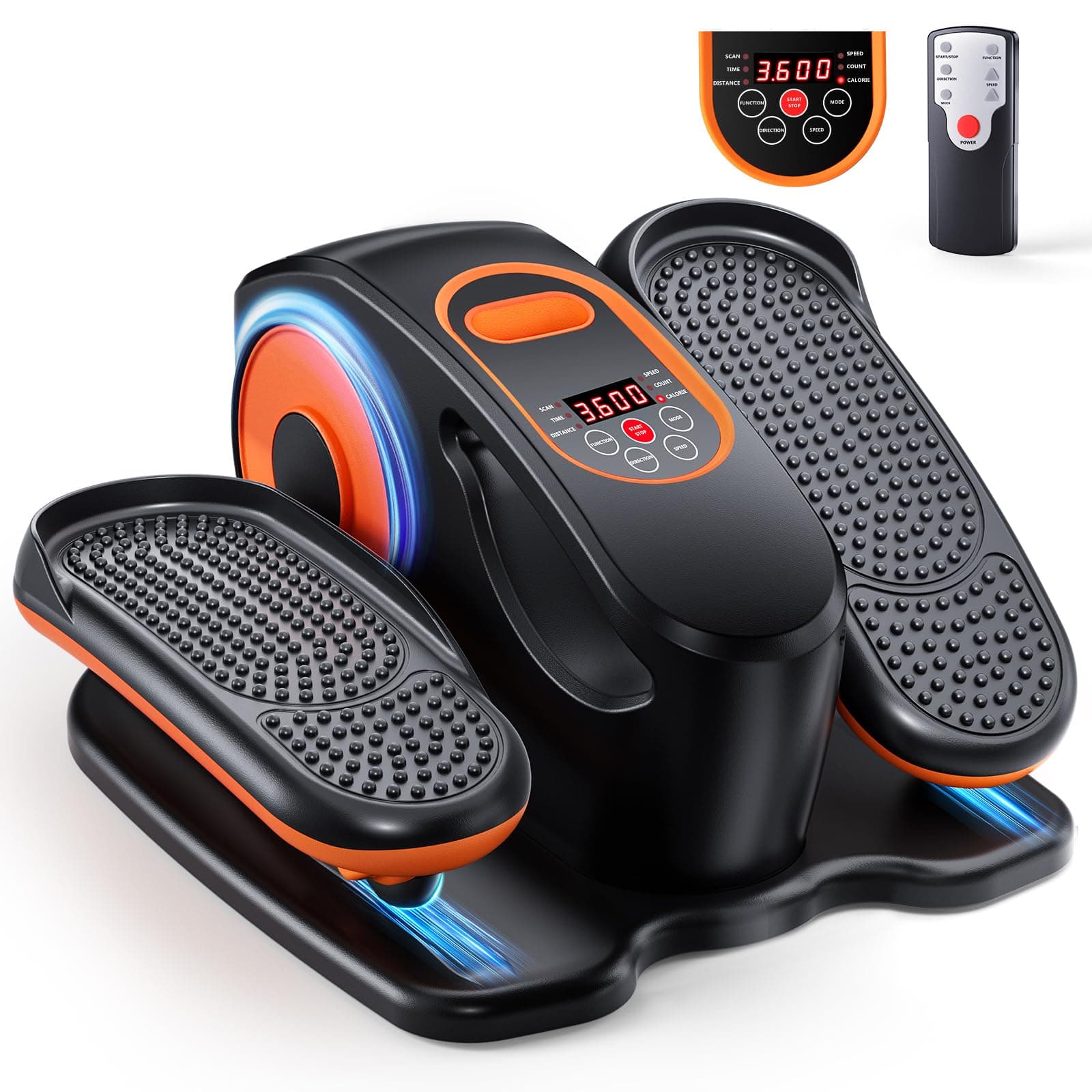 Under Desk Elliptical Machine, Ellipse Leg Exerciser with 15 Adjustable Speed, Quiet & Portable Seated Pedal Exerciser, Ideal for Seniors & Sedentary Office Workers