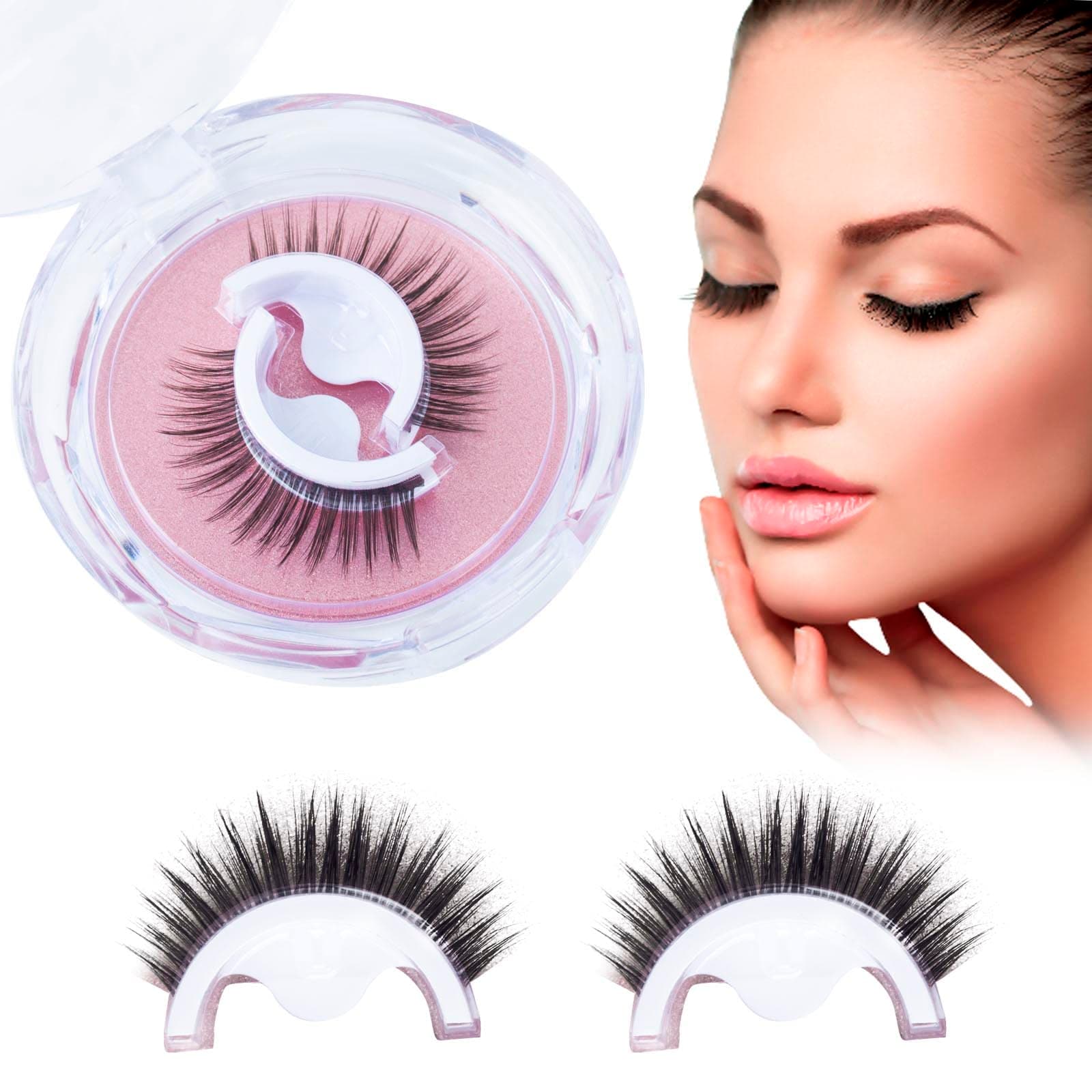 AWAVM False Eyelashes,1 Pair False Eyelashes Natural,Wispy Eyelashes,Self Adhesive Eyelashes,Reusable 3D Lashes,Self Stick Lashes Reusable Waterproof Natural False Lashes,No Glue/Eyeliner Needed