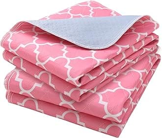 OUTCREATOR® 2Pack Bed Pads for Incontinence Mattress Protector Anti-Slip Waterproof Pads (34" x 56") for Toddlers Kids Adults Pets Pee Pads and Machine Washable Absorbency and Leak Proof Edge (Pink)