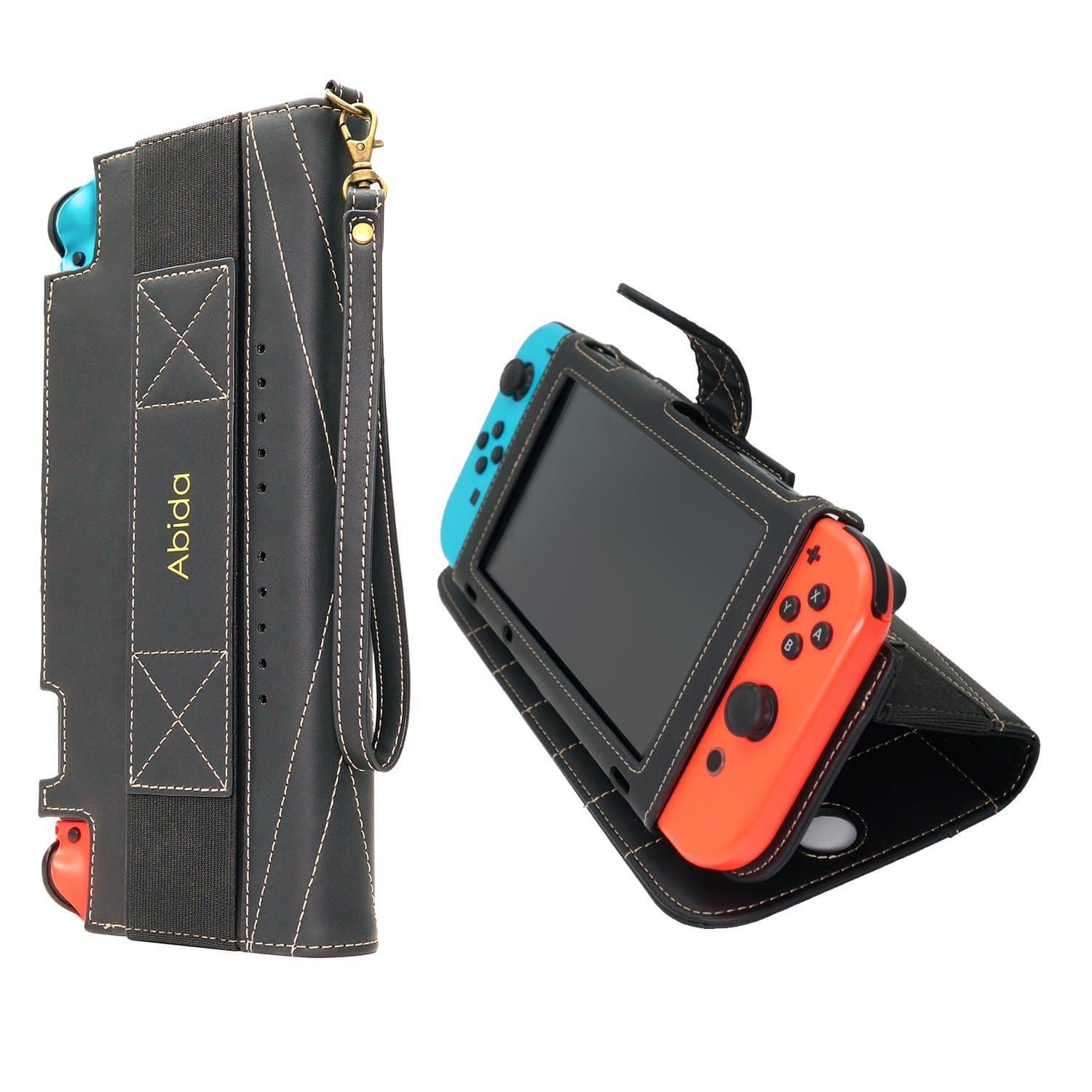 Abida Nintendo Switch Case, PU Leather Protective Carry Case with Stand and Drop Resistance Function for Nintendo Switch Console & Accessories