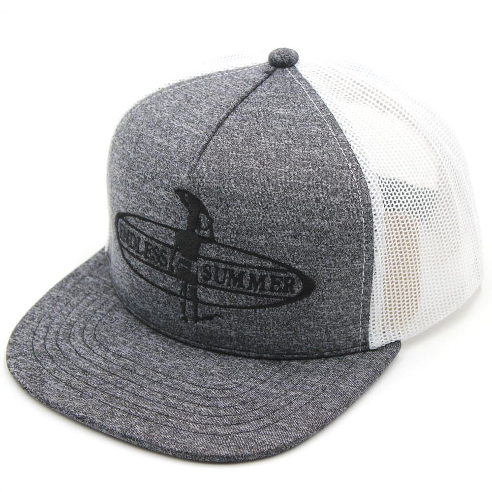 Hatter USA Endless Summer Surfer 6 Panel Flat Bill Jersey Trucker Cap White